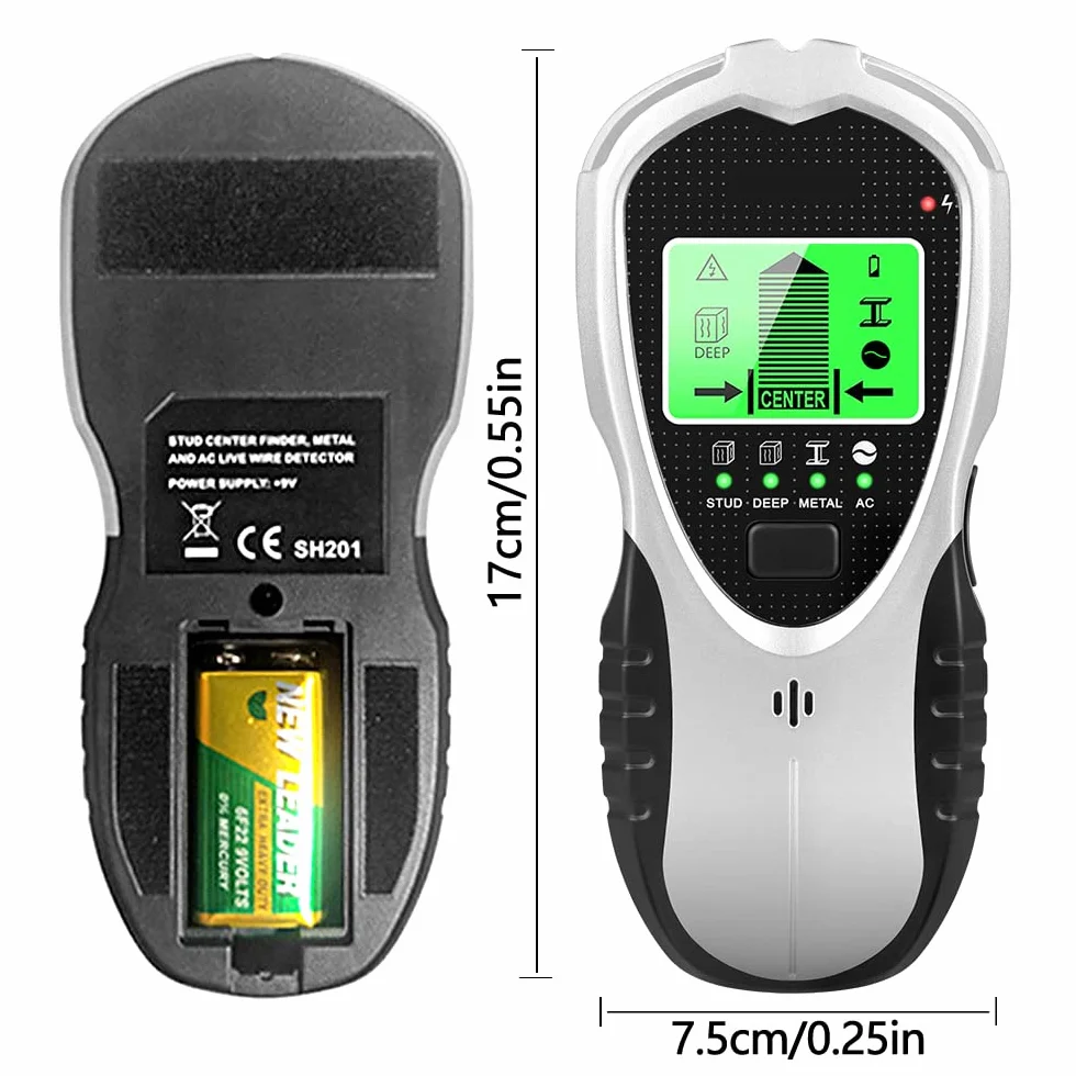 Detector de Pared 4 En 1 - Sensor Electrónico con Pantalla LCD para Detectar Madera, Tubos de Metal y Cables Eléctricos - Escáner Digital