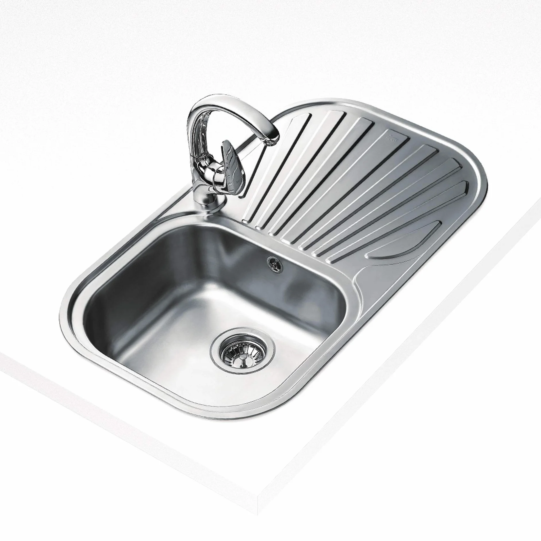 TEKA Fregadero Encastrado 1 Cubeta con Escurridor, Acero Inoxidable 18/10, Reversible, Profundidad 17 cm, Mueble 45 cm, Stylo 1C 1E