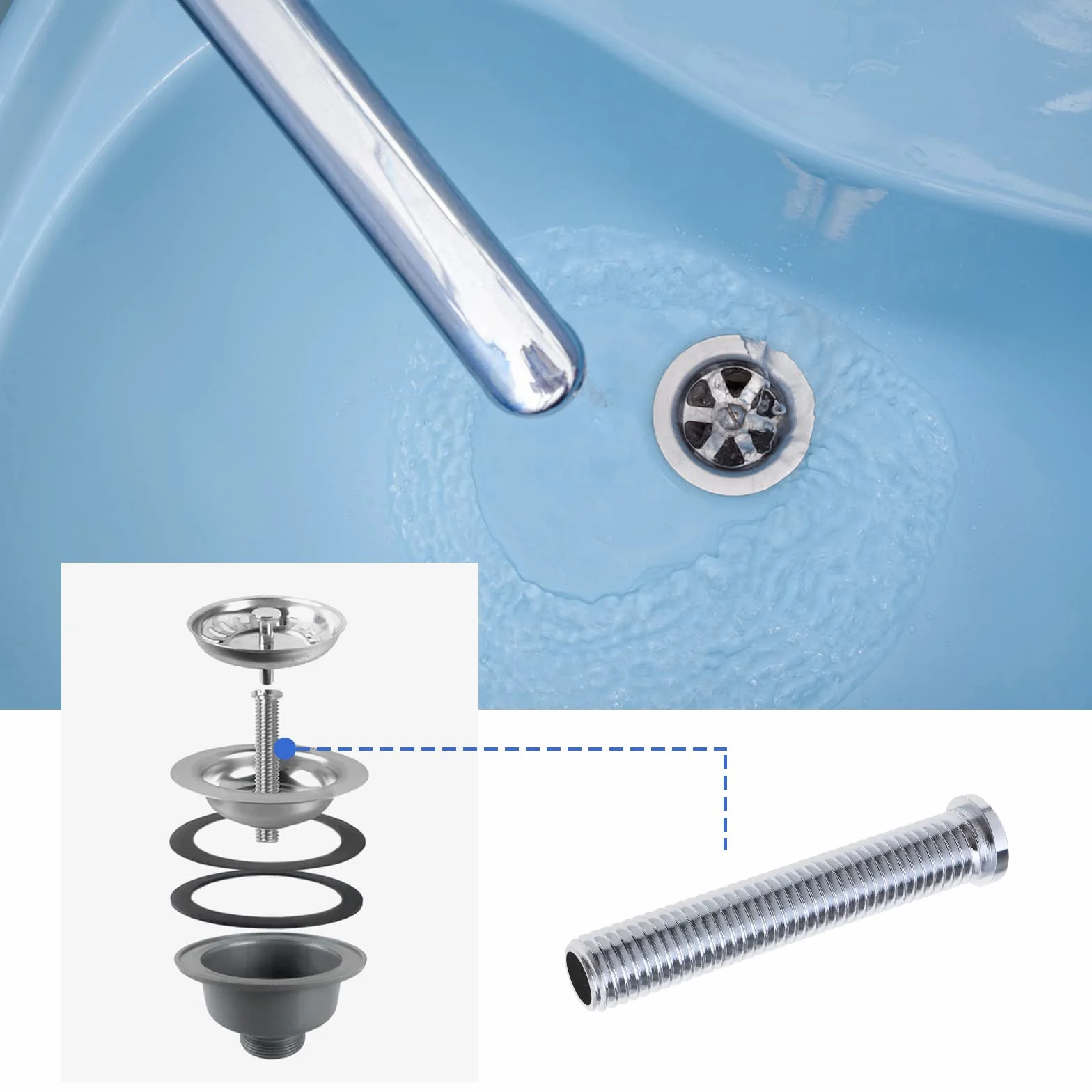 Lavabo de Cerámica Colador con Cabezal para Tornillo de Perno Extendido 70mm