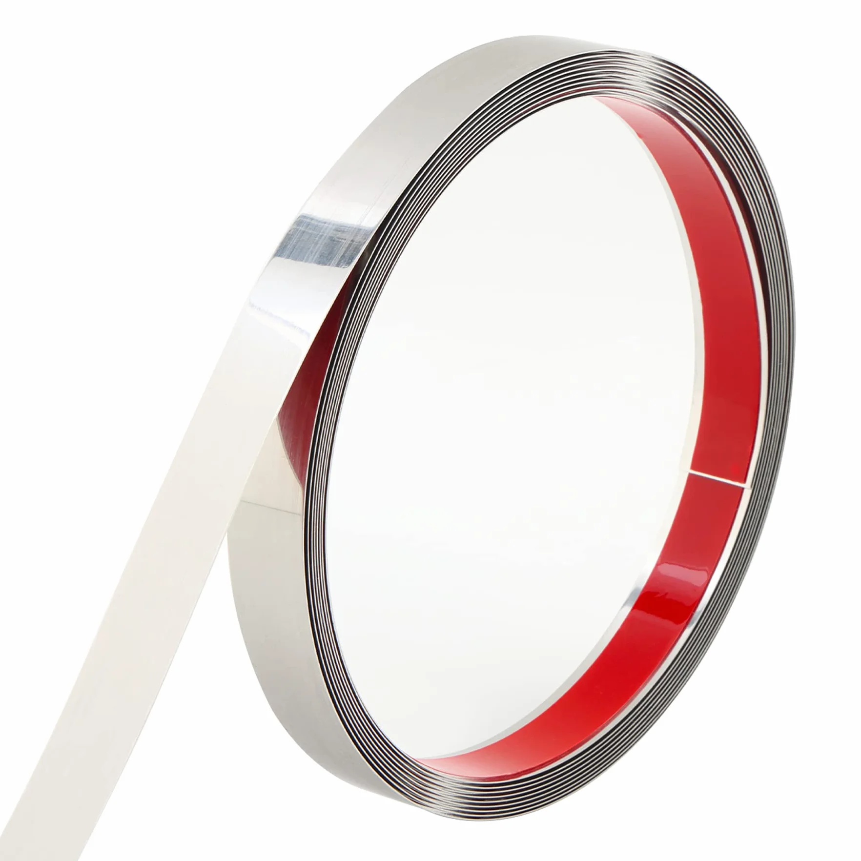 Trimold Moldura de Acero Inoxidable Cepillado, Tira Metálica Flexible Autoadhesiva 5m x 1cm Plateada