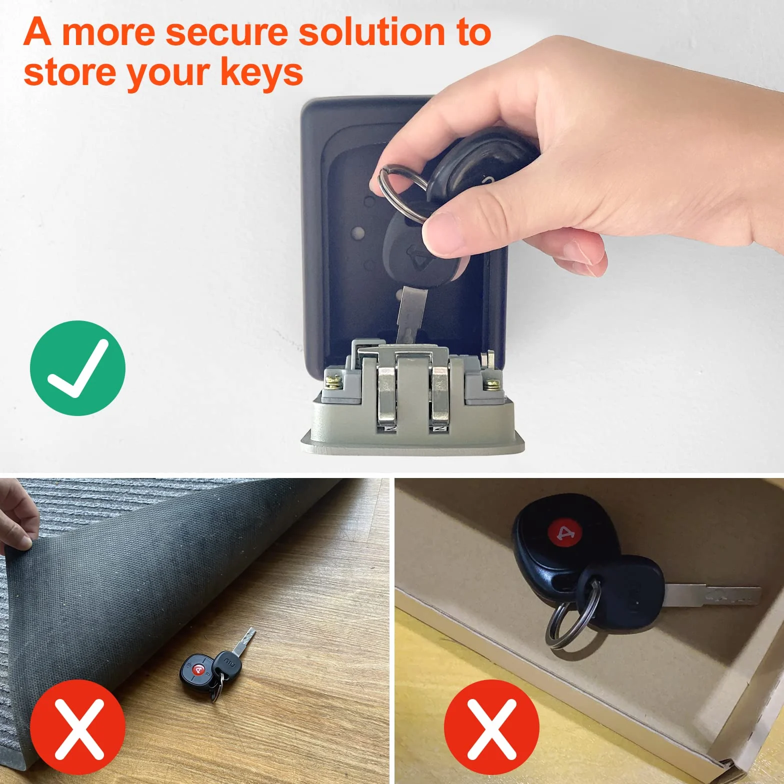 Newpop Caja de Seguridad para Llaves Código 4 Dígitos Impermeable Resistente Corrosión Pared Gris