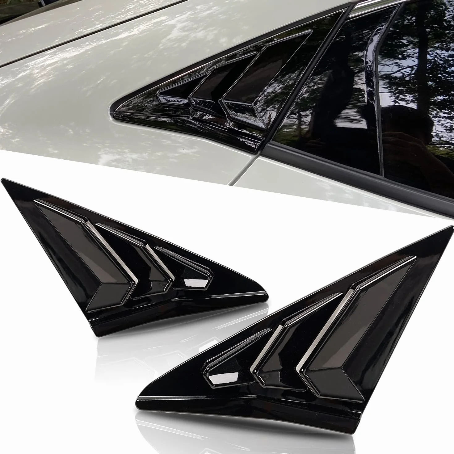 Archaic Persianas de ventana para Honda Civic Type R Hatchback FK7 FK8 2016-2021, cubierta de persiana para Civic de 10ª generación (Negro Brillante)