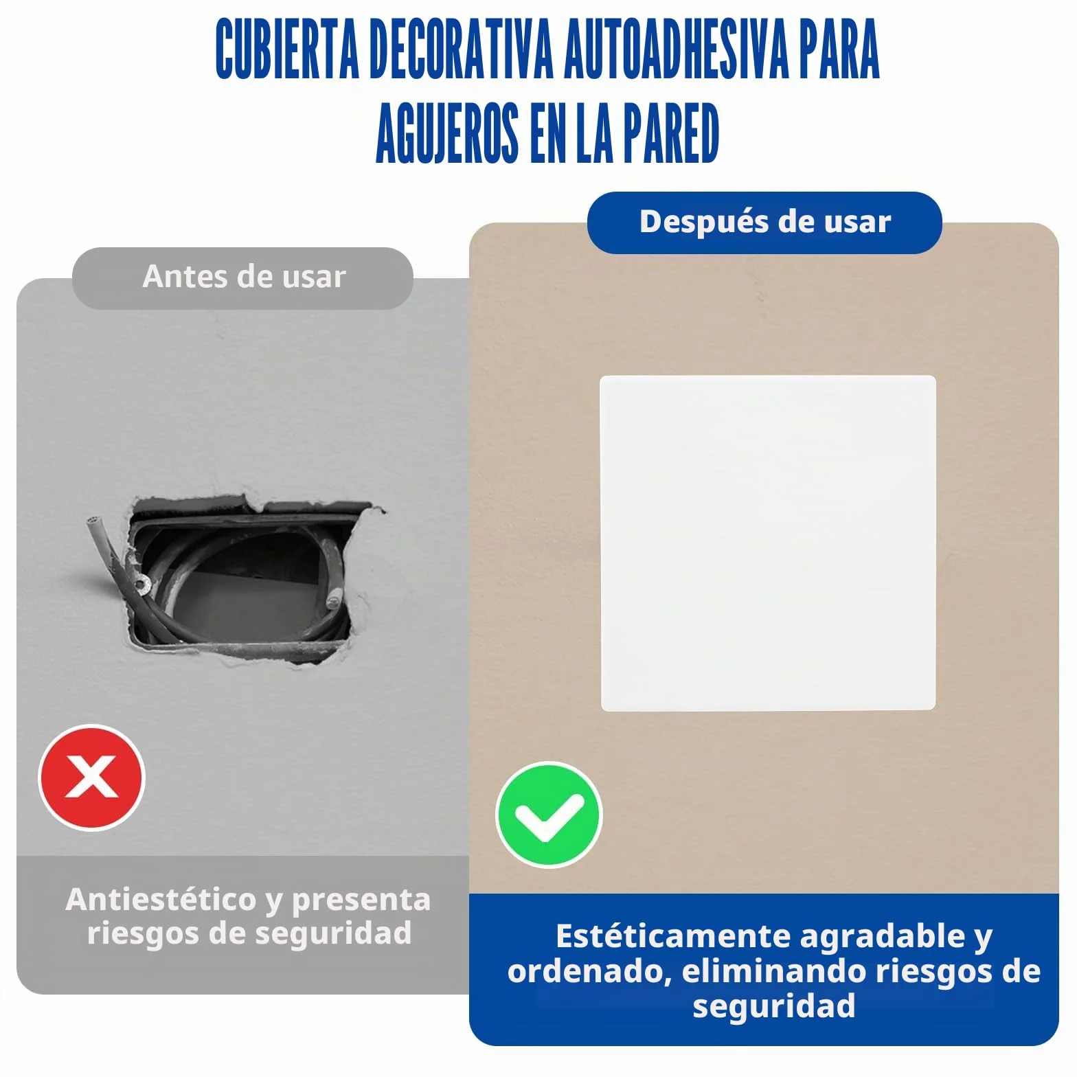 Placa De Pared Decorativa En Blanco, Set De 2 Unidades De 8,6 X 8,6 Cm, Fabricada En Plástico Sin Tornillos, Ideal Para Cubrir Enchufes O Interruptores No Utilizados, Fácil De Instalar Y Duradera
