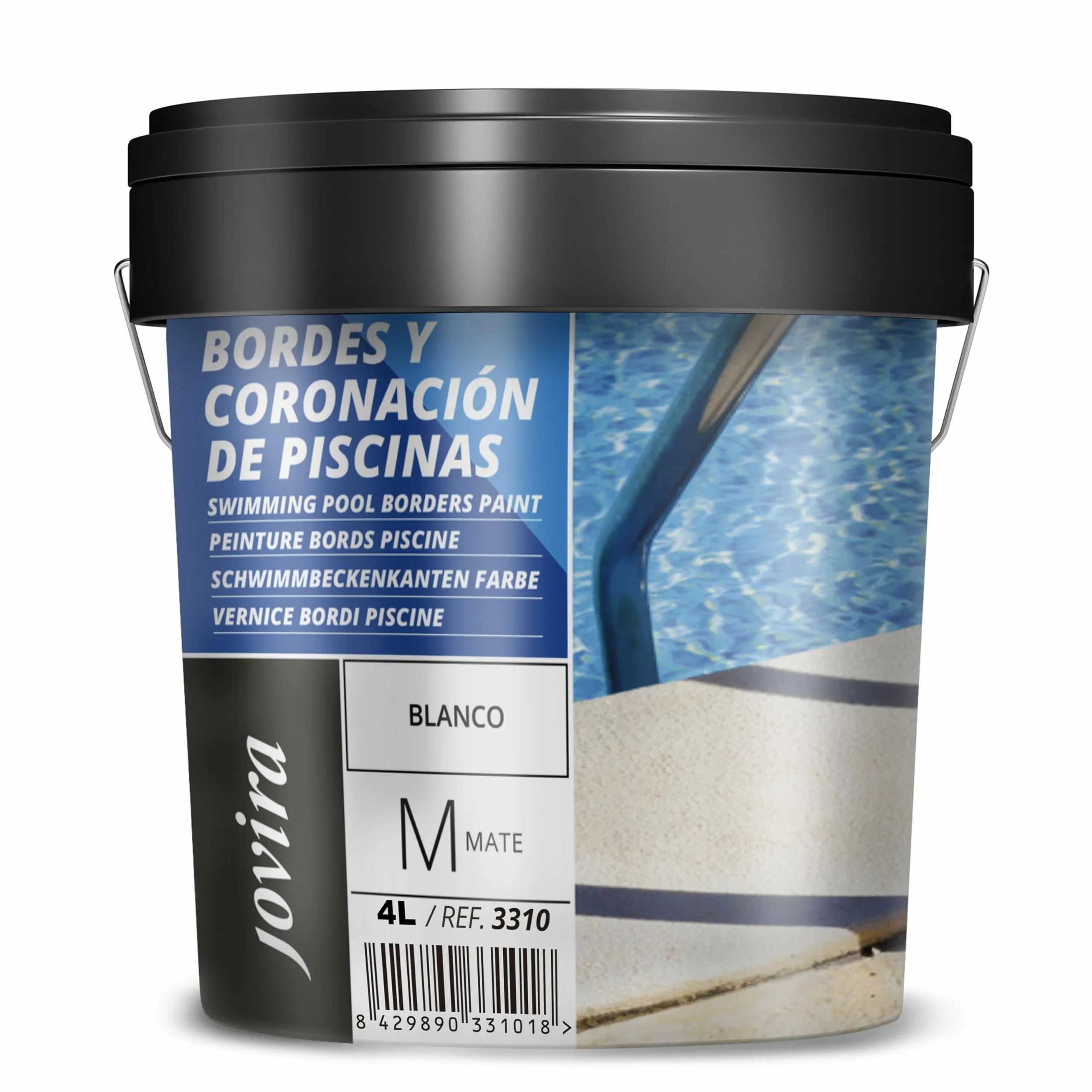 JOVIRA PINTURAS Pintura Bordes y Coronación de Piscinas. Antideslizante especial para renovar los bordes de las piscinas. (4 Litros, Blanco) A-32B
