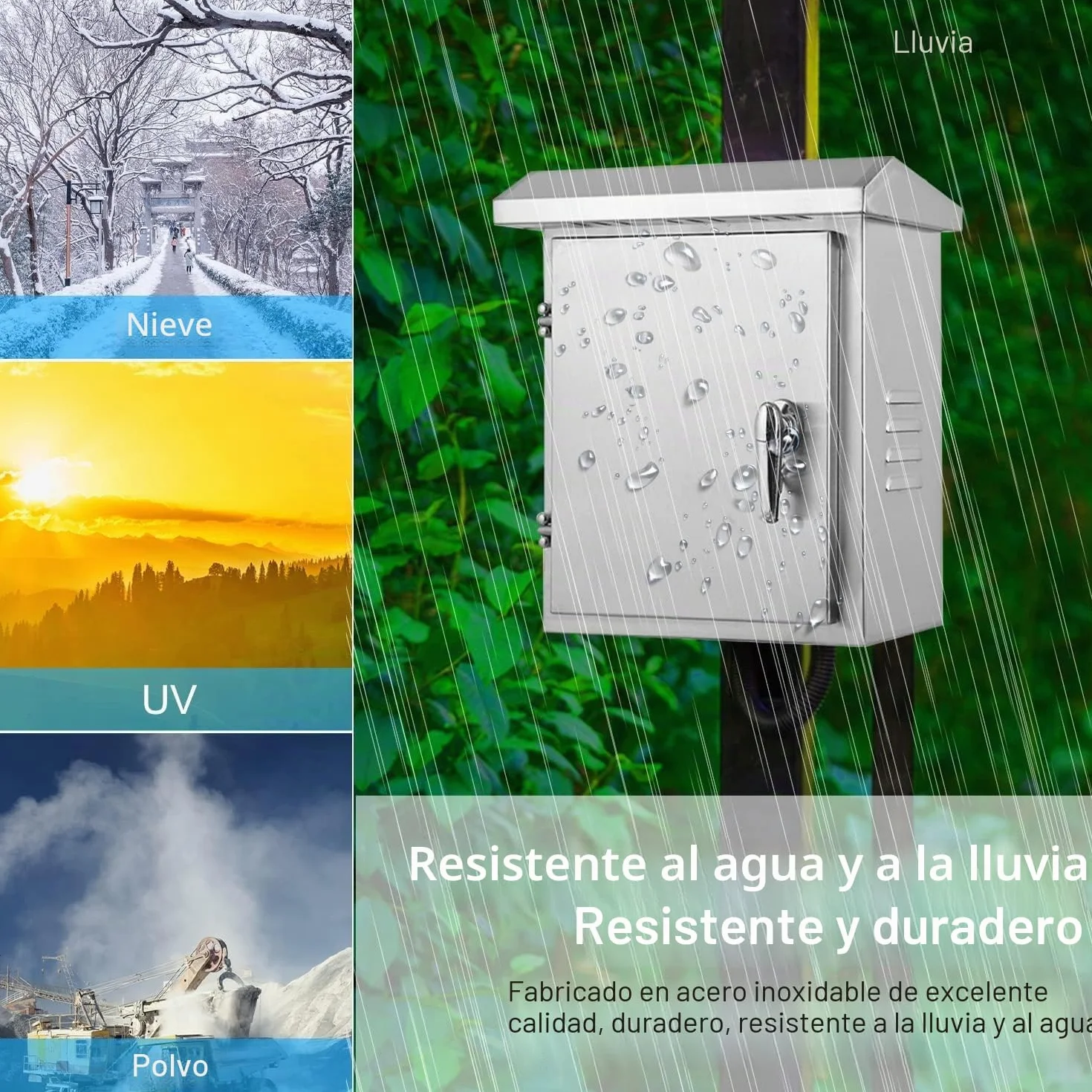 Caja Estanca Exterior Electrica de Acero Inoxidable, Caja Cuadro Electrico Superficie, Montaje en la Pared, Distribucion Electrica Armario, Incluye Cerradura (400x300x180 mm)