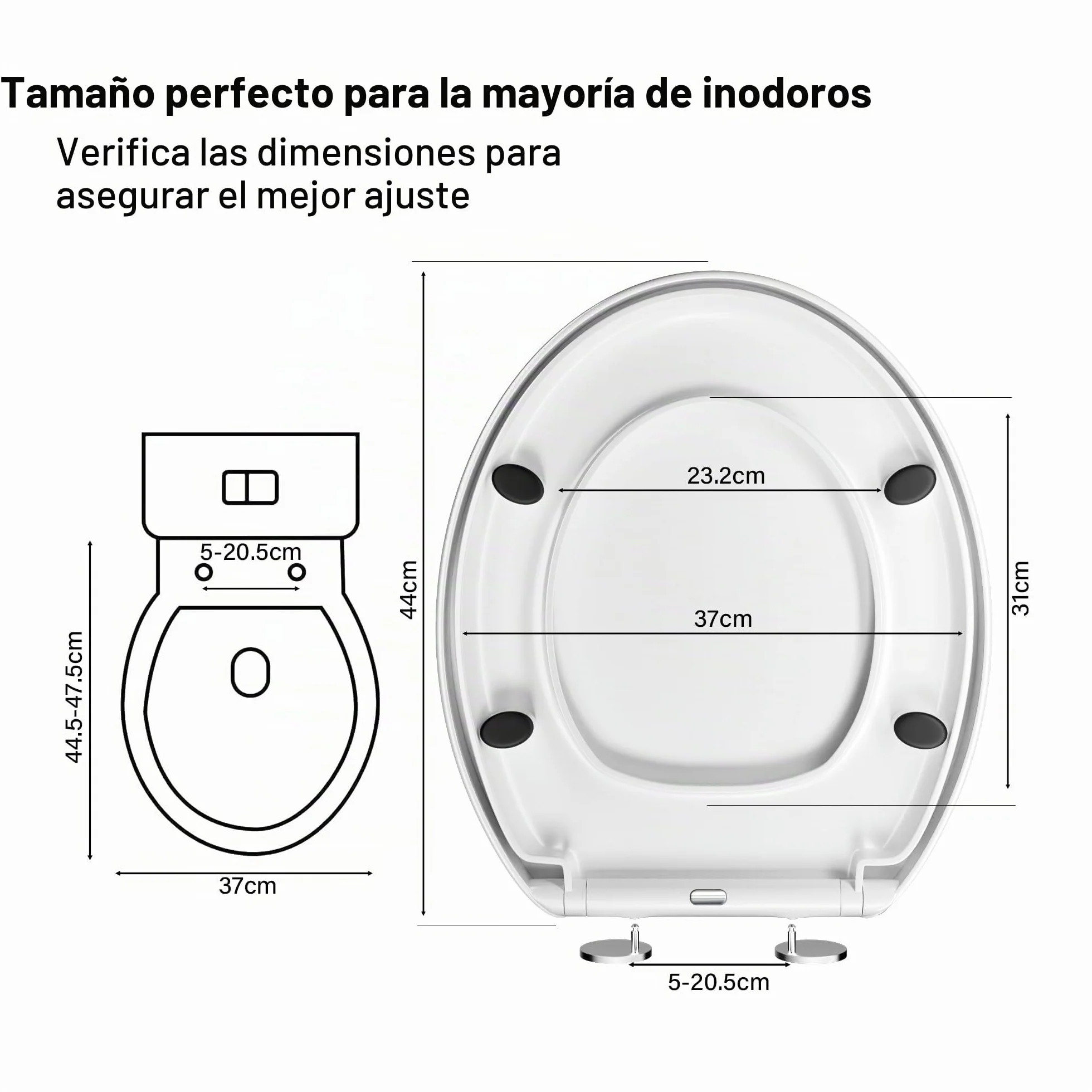 Asiento de inodoro de cierre suave, asiento de inodoro con liberación rápida para una fácil limpieza, asientos de inodoro estándar ovalados, fijación superior simple, asiento de inodoro universal, sin