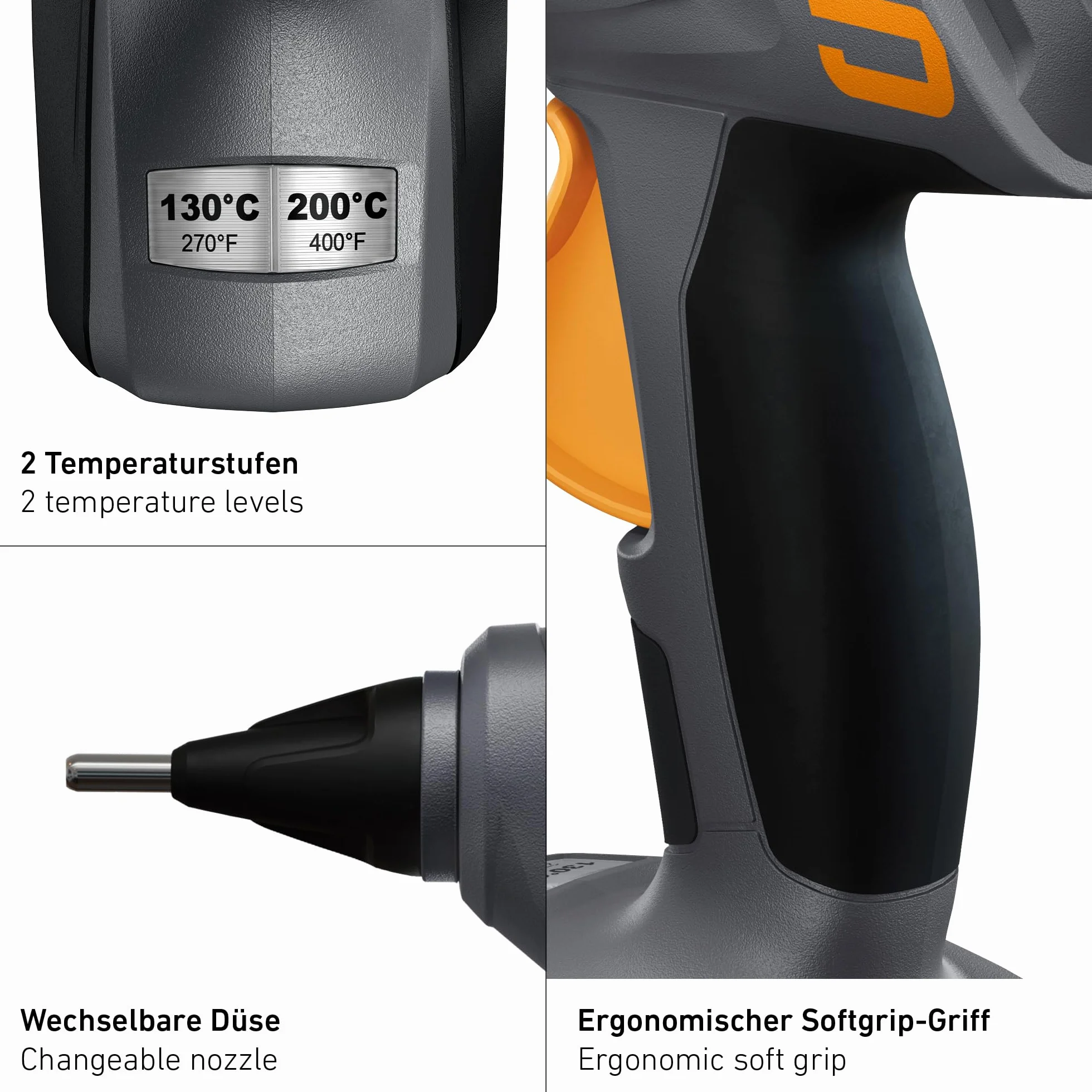 Steinel Pistola de pegamento caliente sin cable MobileGlue 5011 Set incl. batería de 2,0 Ah 18V Bosch AMPShare y barras de pegamento, 130°/200°C