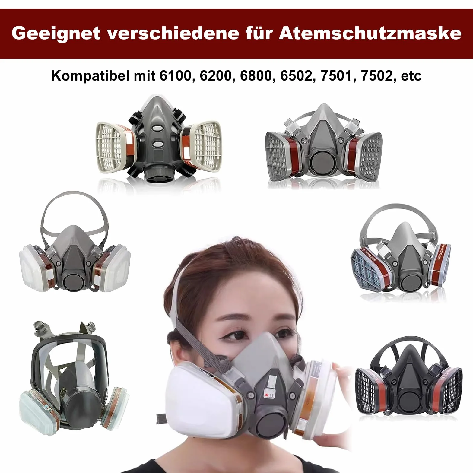 10 filtros para máscara respiratoria, 6001 para máscara pintura, cartuchos de vapor orgánico, filtro químico de pintura contra polvo, gas, vapores orgánicos, con 6100/6200/7501/7502/6502/6800