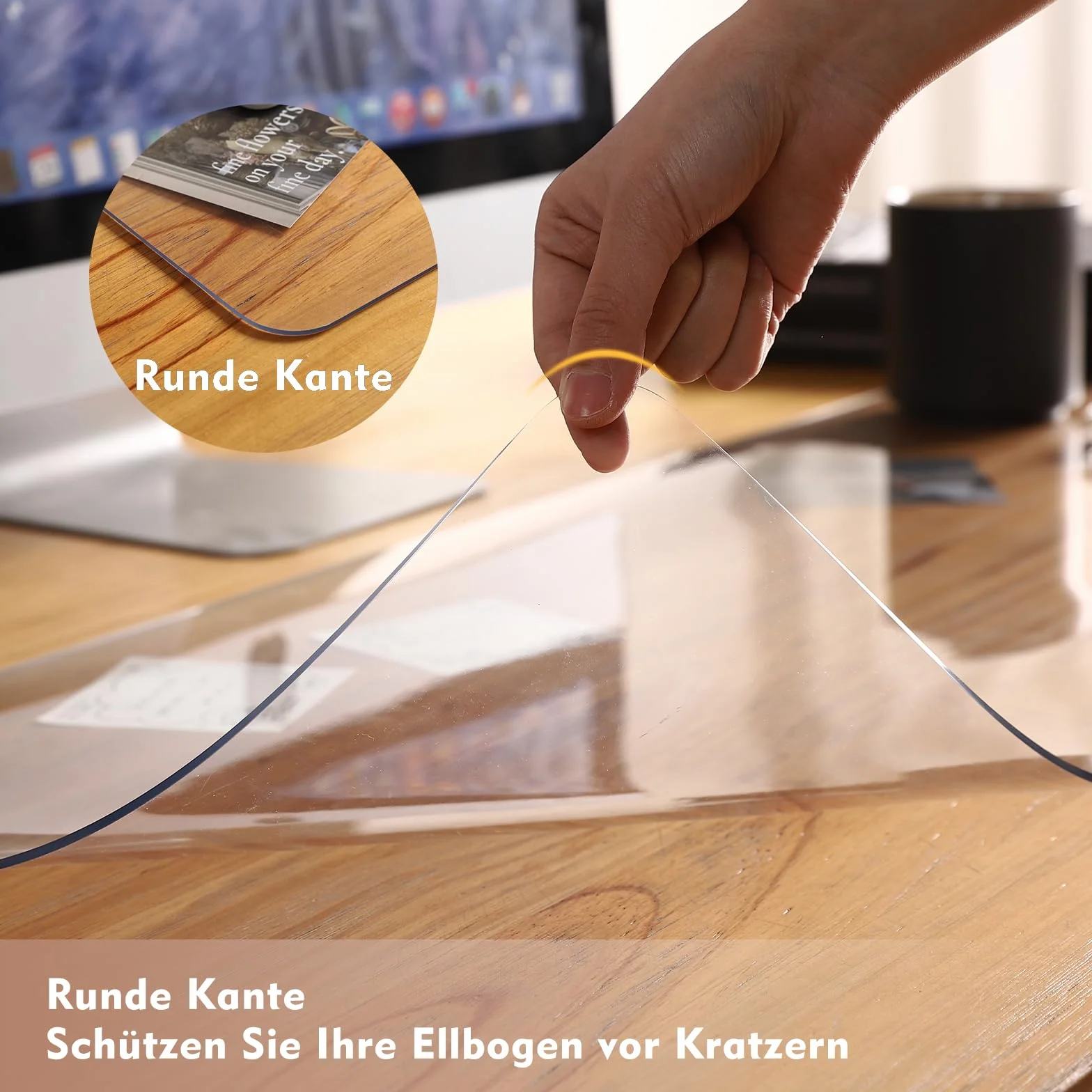 Protector de escritorio transparente PVC 60x35 cm antideslizante impermeable