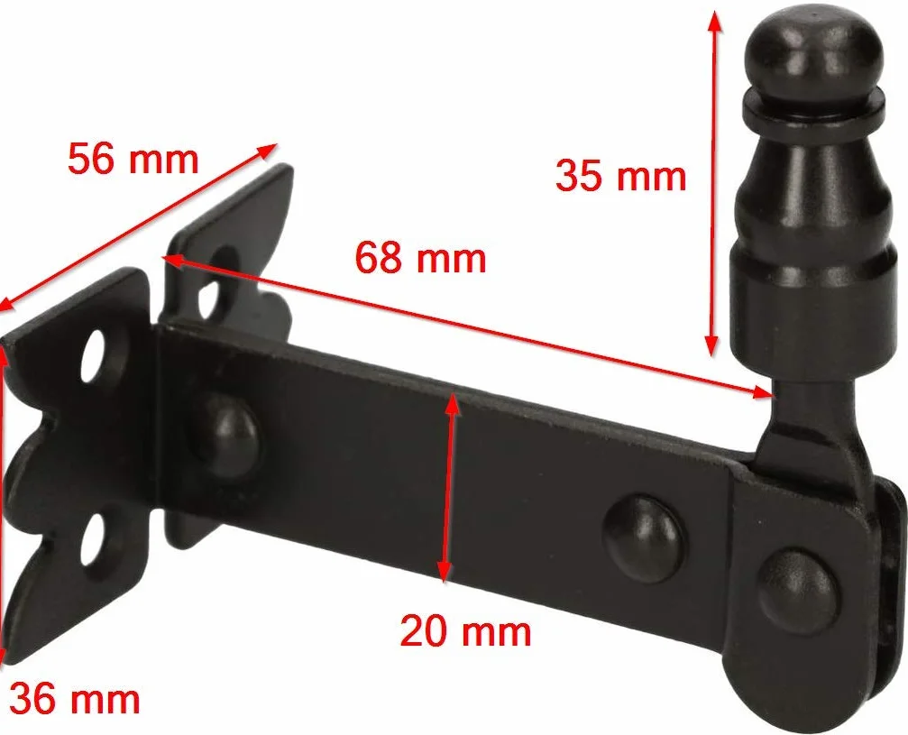 KOTARBAU® Retenedor para contraventanas, Negro 68 mm, Retenedor Decorativo, Tope para contraventanas, Herrajes para contraventanas, Anclaje de Seguridad, Soporte para Sujetar contraventanas, Gancho