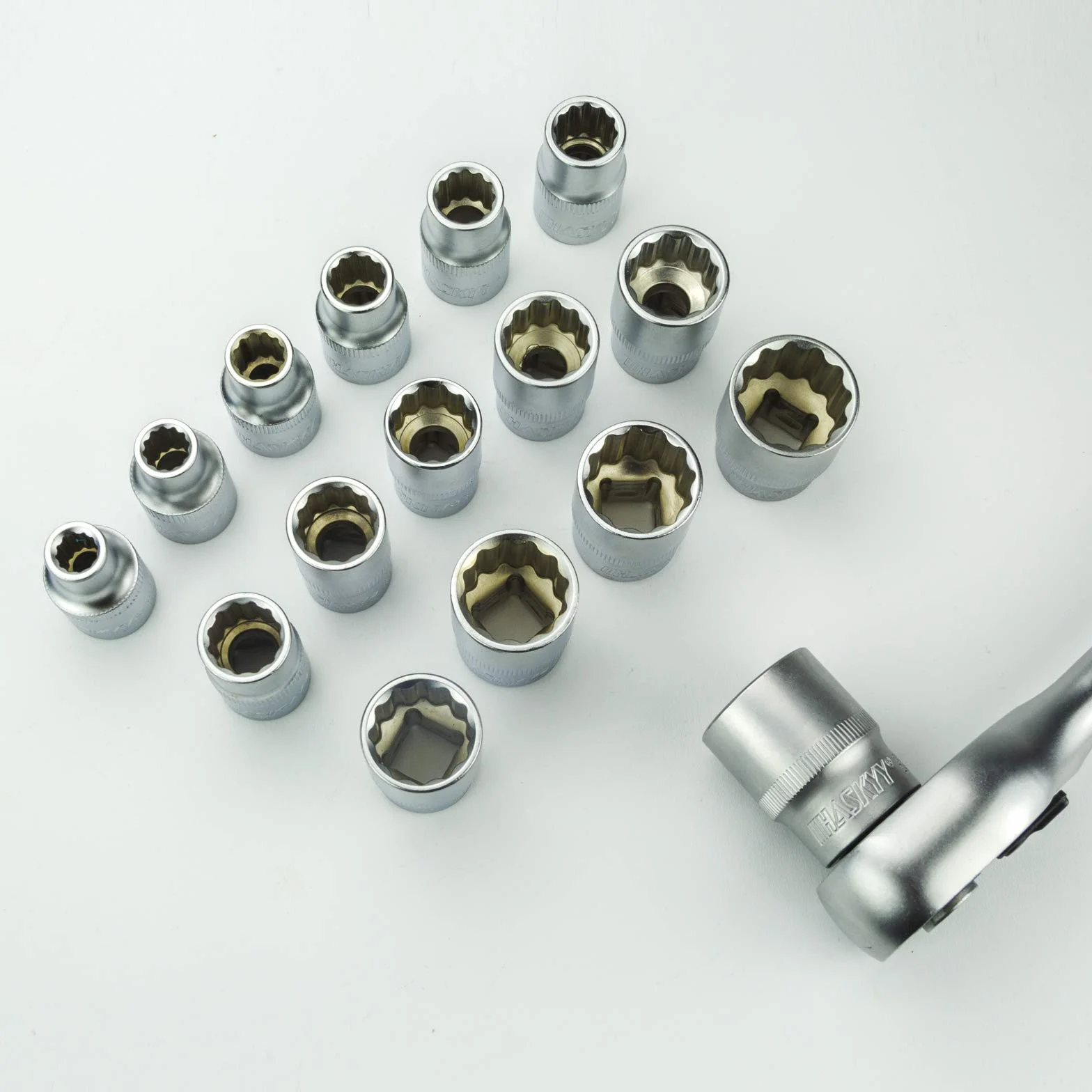 HASKYY Profesionales Juego de Llaves de Vaso multidiente I 21 Piezas Kit de Herramientas I 6 vasos Kant XZN Torx I Juego de vasos Sistema