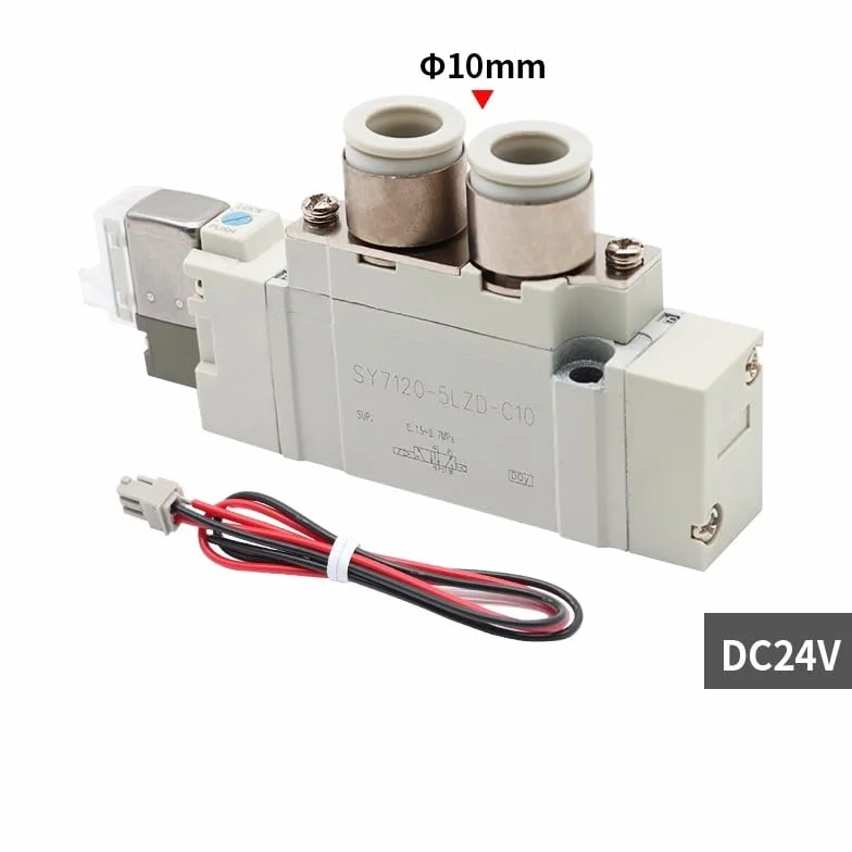 Electroválvula de 5 puertos, serie SY3120/SY5120/SY7120, 1 unidad, con piloto interno, normalmente cerrada, for automatización neumática(SY7120-5LZD-C10)