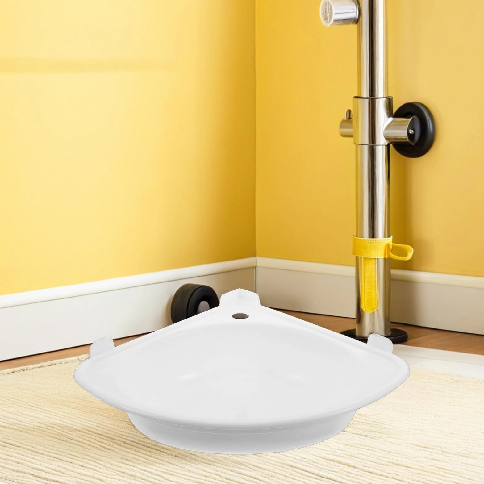 Lavabo triangular de pared de plástico 15,33 x 12,97 pulgadas con orificio para grifo.