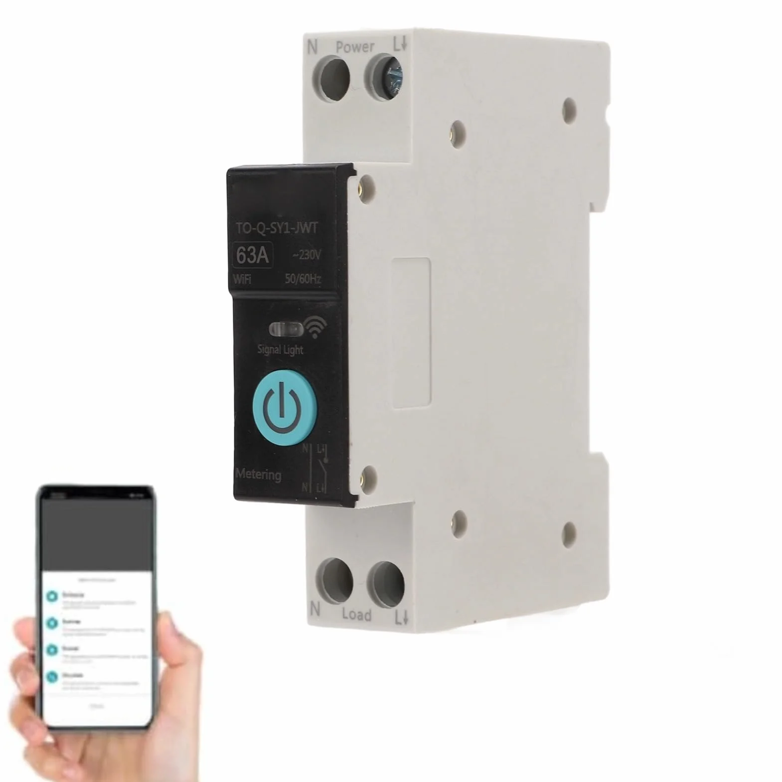 Interruptor Medidor Energia - WIFI Inteligente Interruptor - Control Remoto de Teléfono Móvil Inalámbrico y Función de 3 Modos de Sincronización- Compatible con Alexa, Google Home, TUYA App - 63A