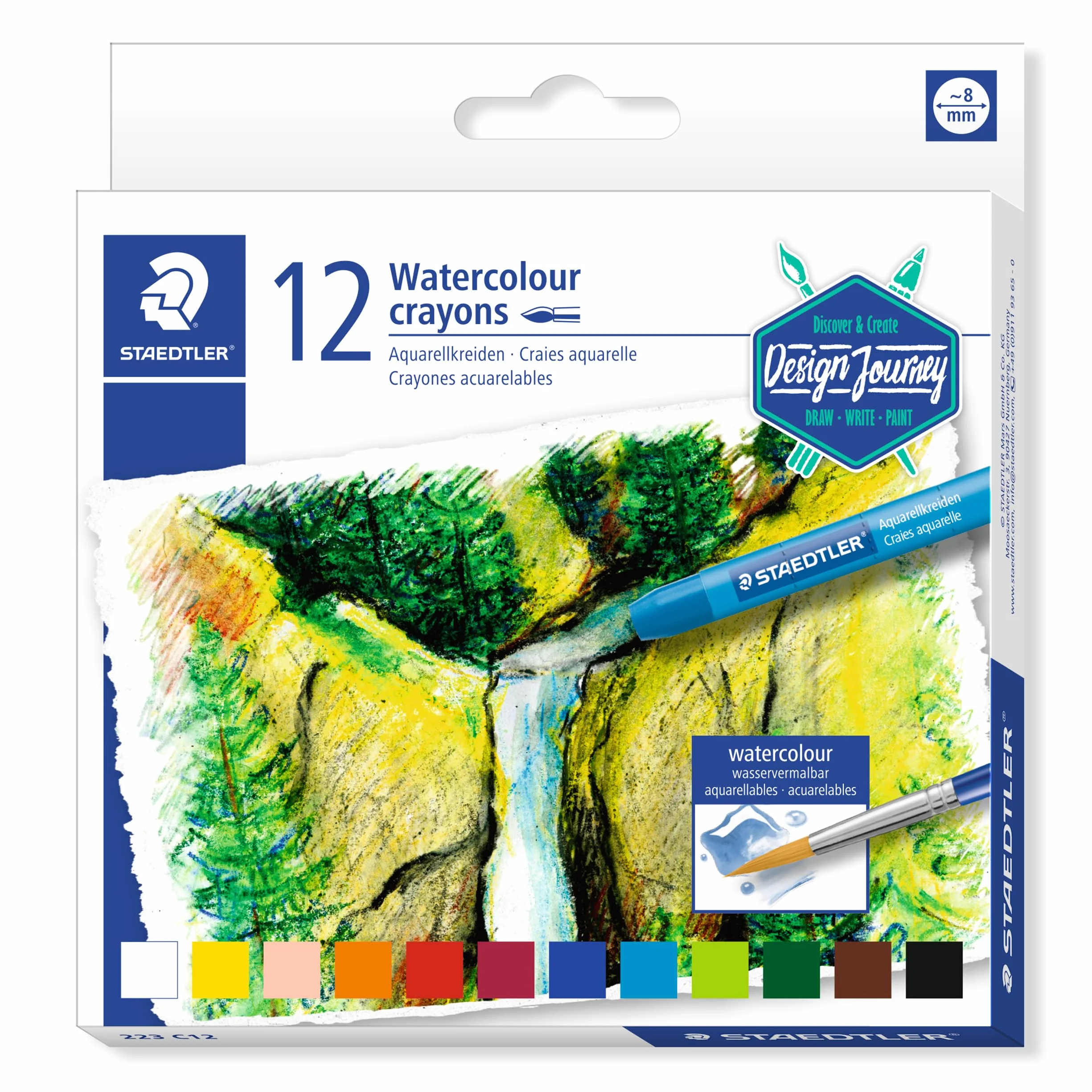 STAEDTLER 223 C12 Lápices Acuarelables Caja 12 Colores Multicolor