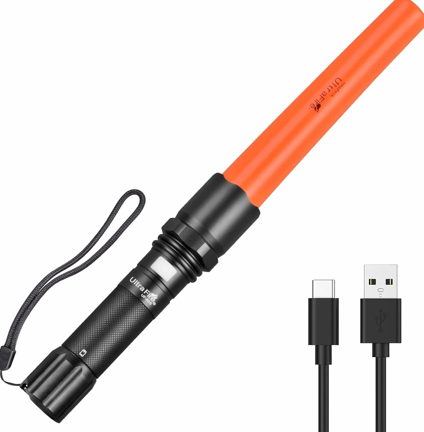 ULTRAFIRE Linterna LED recargable de 619 lúmenes, barra de señal para control de tráfico, 3 modos con modo intermitente rojo para estacionamiento, aeropuerto, bomberos, asistencia en carretera, UF-805