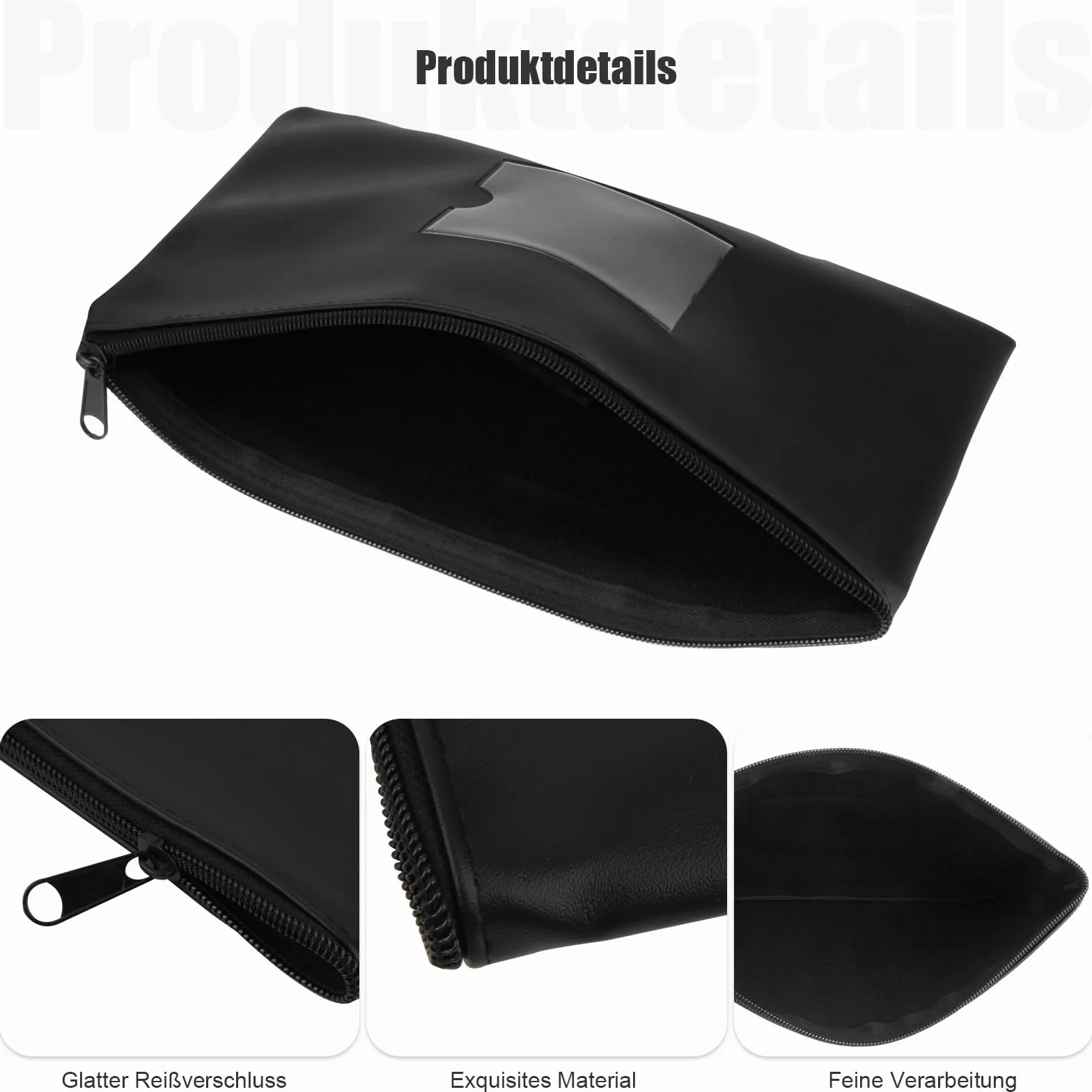 Bolsa para Guardar Dinero de PU Cuero Impermeable con Cremallera 27x15cm, 4 Piezas
