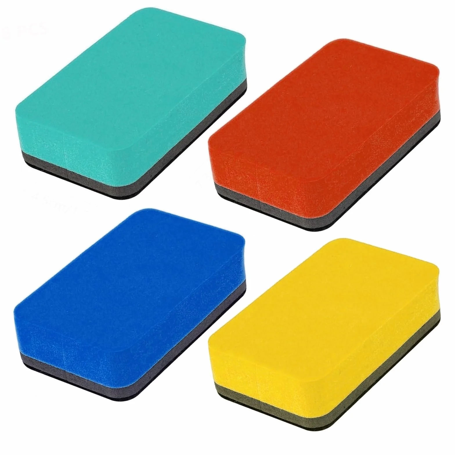 Borrador Pizarra Blanca Magnético 4 Pcs Borradores de Borrado en Seco Goma EVA Limpiador de Pizarra 7.4x4.5x2 cm
