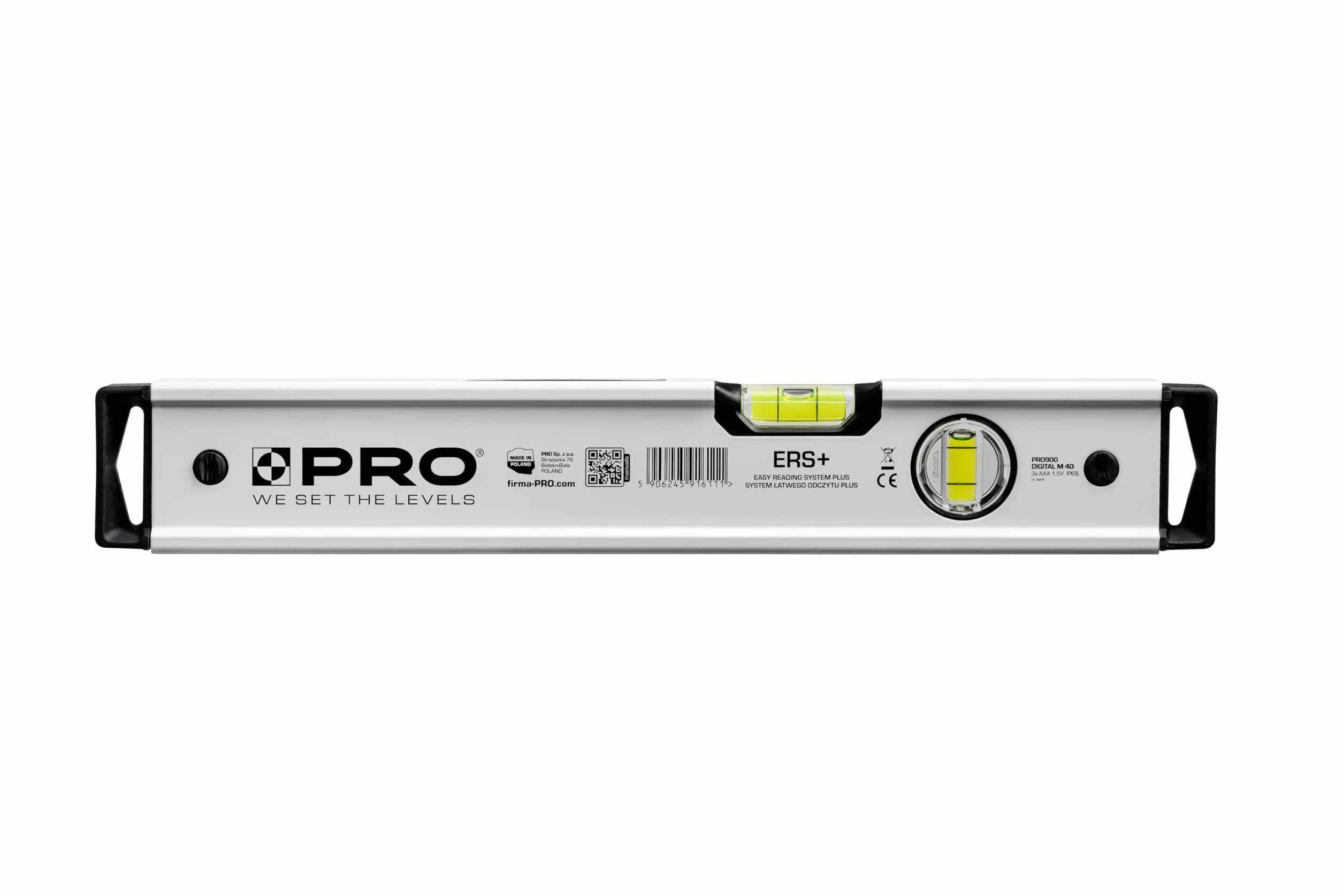Nivel Digital Magnético PRO900 de 16 Pulgadas (40 cm) con 2 Pantallas LCD y Bolsa de Transporte Incluida - 19 Espacios de Memoria de Mediciones - Clasificación IP65 - Tapas de Elastómero con Alta
