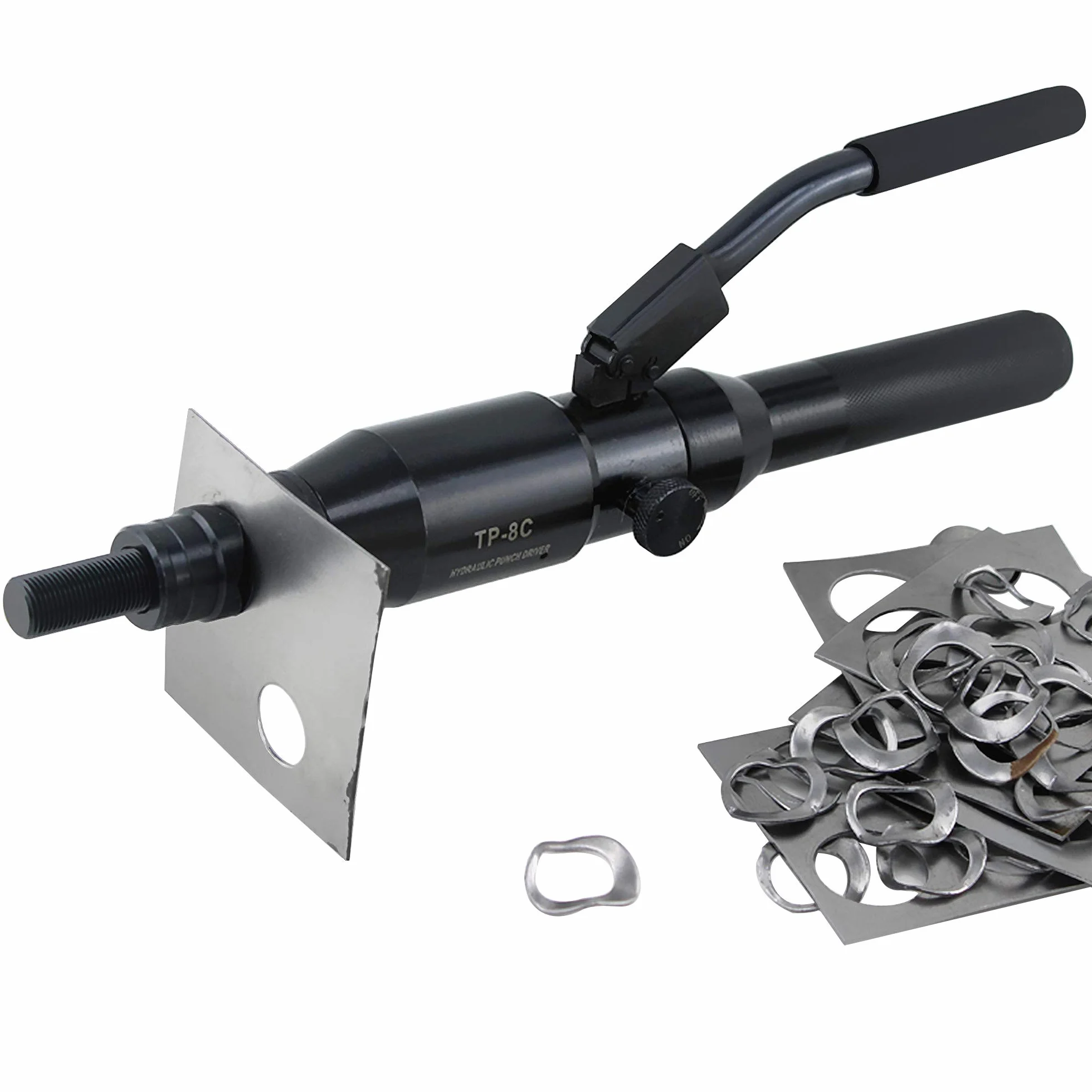 NEWTRY TP-8C - Abridor de agujeros hidráulico para perforación de placa de acero suave, aleación de aluminio, caja de interruptores de gabinete de distribución y perforación manual
