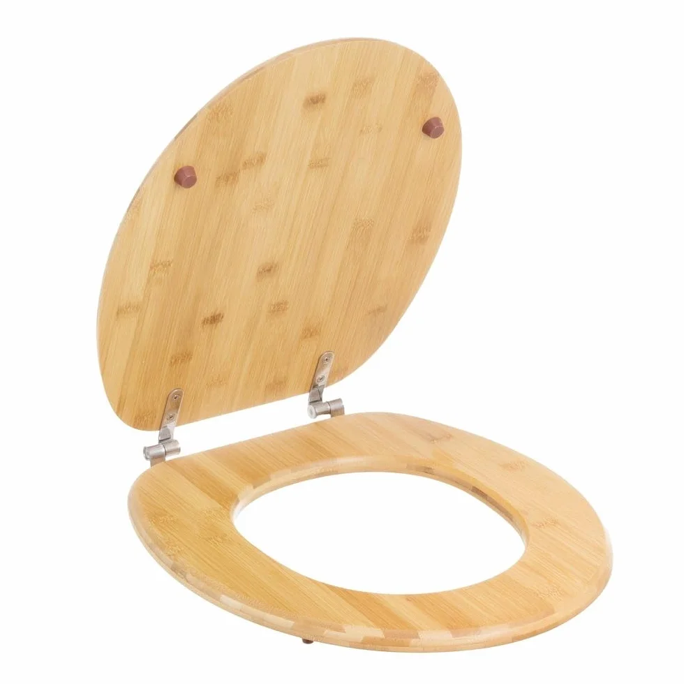 Tapa para WC universal original de madera bambú natural con bisagras de acero inoxidable 34x41 cm