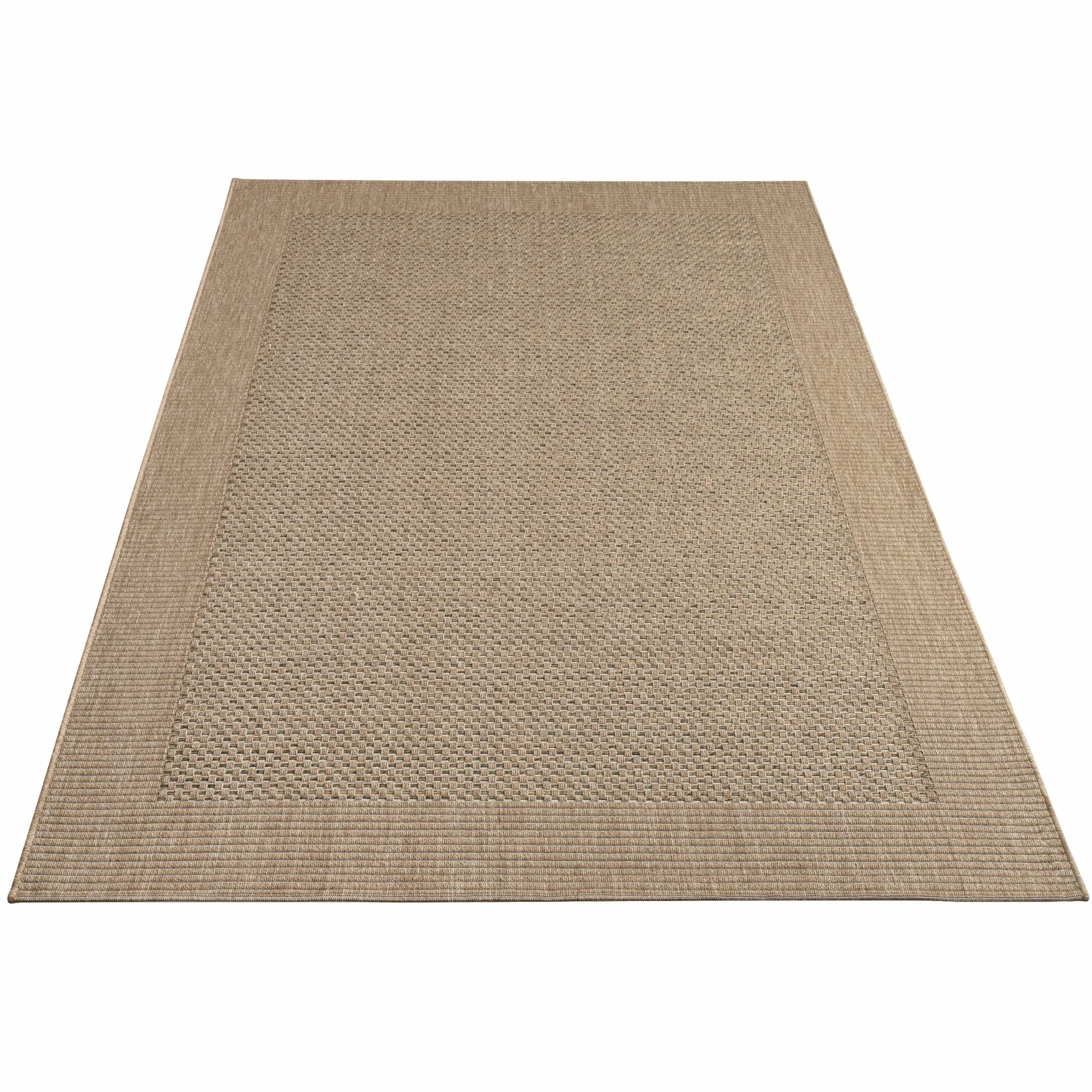 Paco Home Alfombra Interior Y Exterior Balcon Alfombra Cocina con Ribete Óptica Sisal Lisa Beige, tamaño:200x290 cm