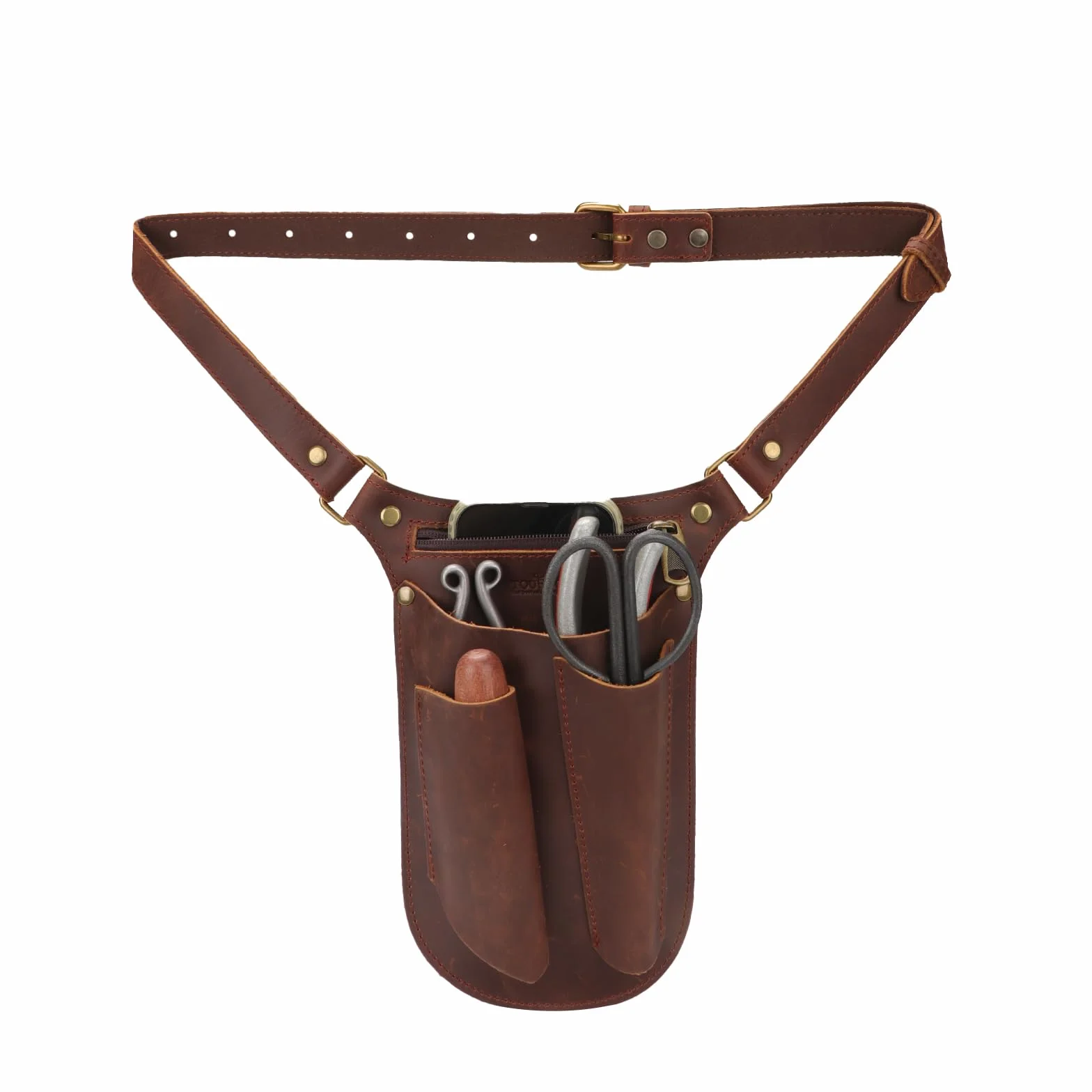 TOURBON Cinturón de herramientas de jardín de cuero genuino para hombres y mujeres, bolsa de Gandening, organizador de floristería, bolsa de jardinero