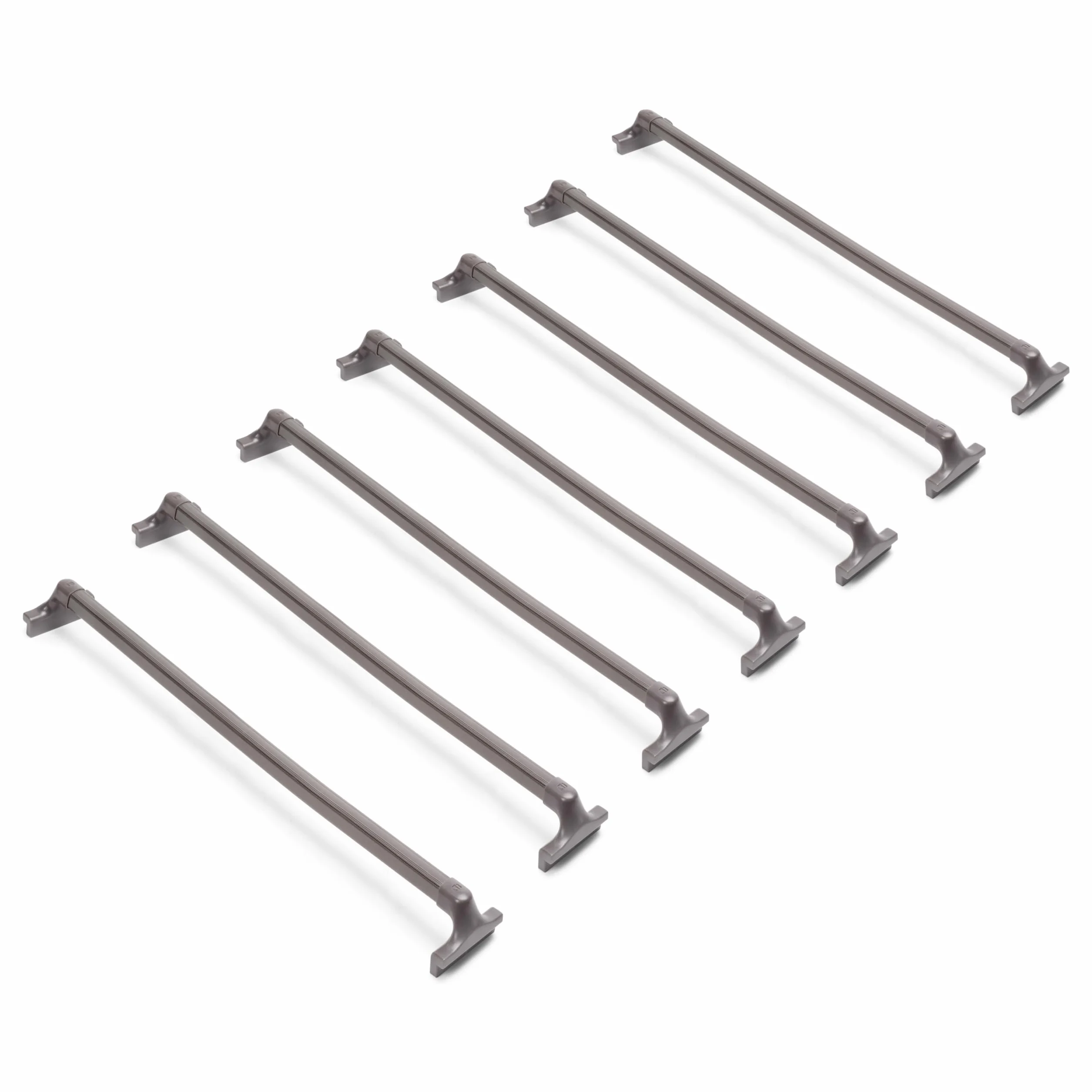 Emuca - Lote de 7 Varillas pantalonero para armarios y vestidores Quartz, Plástico y Aluminio, Titanio