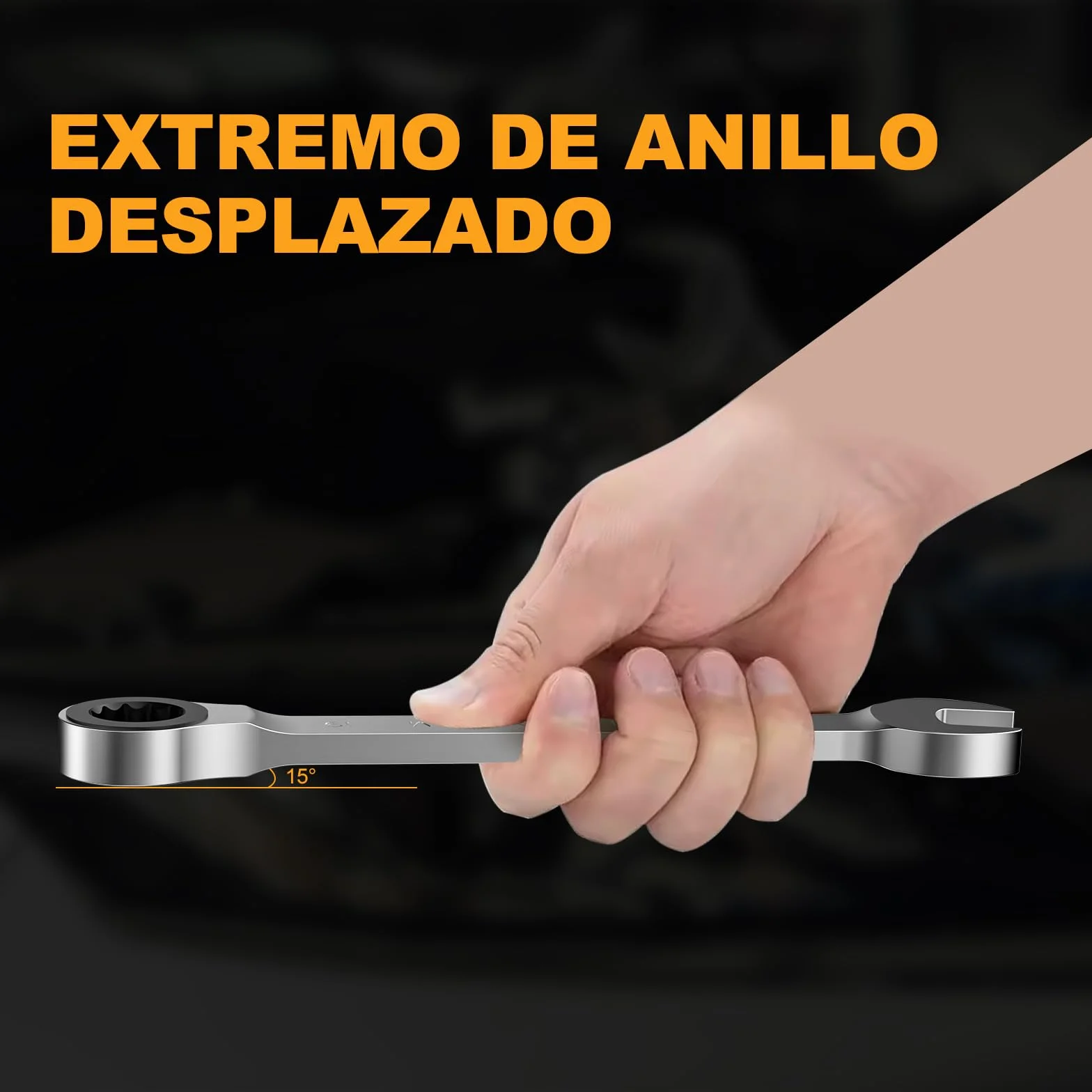 HYCHIKA Llaves Fijas 9Pcs, Llaves Fijas con Carraca 6-19mm con Bolsa de Almacenamiento, Juego de llaves, llaves Combinadas, Engranaje de Trinquete de 72 Dientes