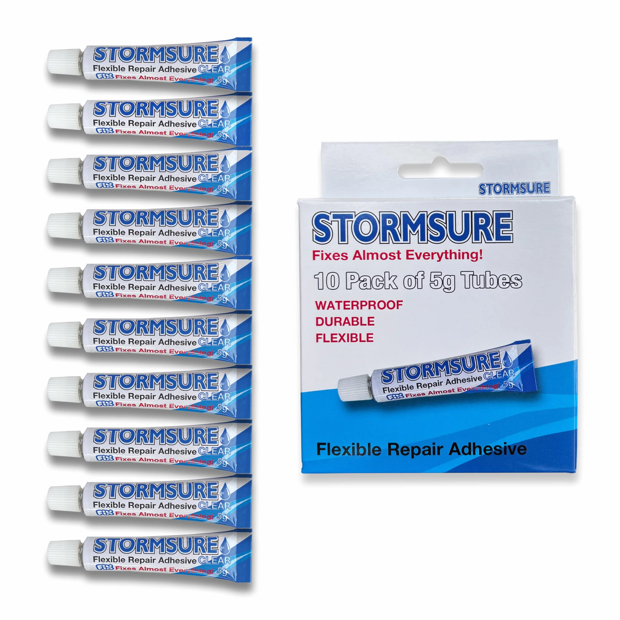 Paquete múltiple. Adhesivo reparador flexible Stormsure 10 tubos de 5 g
