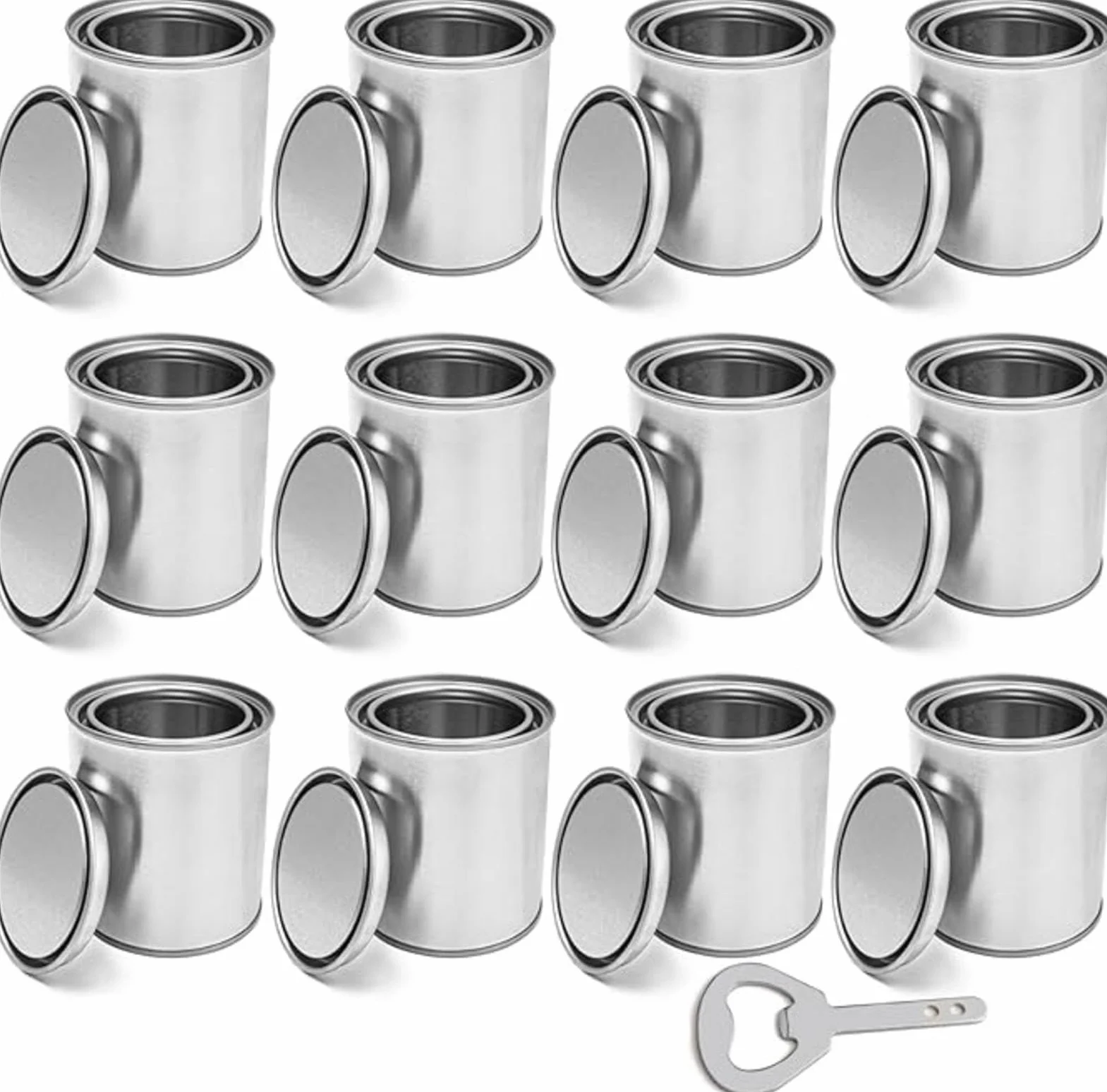 Paquete de 12 latas de pintura vacías con tapas, cubos de pintura sin forro de 500 ml, contenedores de almacenamiento de pintura a granel, para almacenamiento, pintura, disolventes, pinturas o