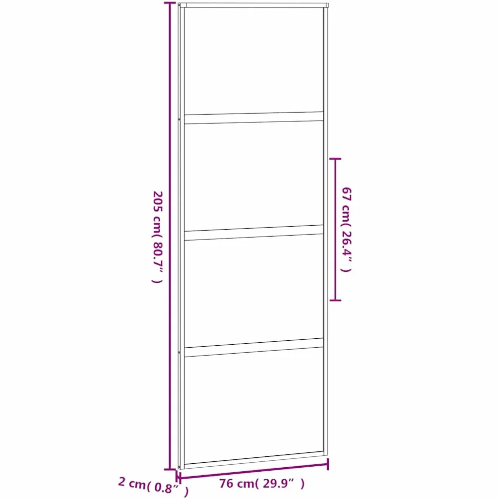 vidaXL Puerta Corredera, Puerta Corrediza, Panel de Privacidad, Puerta Decorativa para Granero Hogar, Vidrio Templado y Aluminio Negra