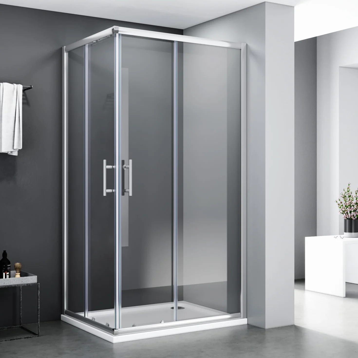 SONNI Mampara de Ducha 100x70 cm Retangular,Cabina de Ducha Corredera,Easyclean Vidrio Templado de Seguridad 5mm con NANO Tratamiento Antical