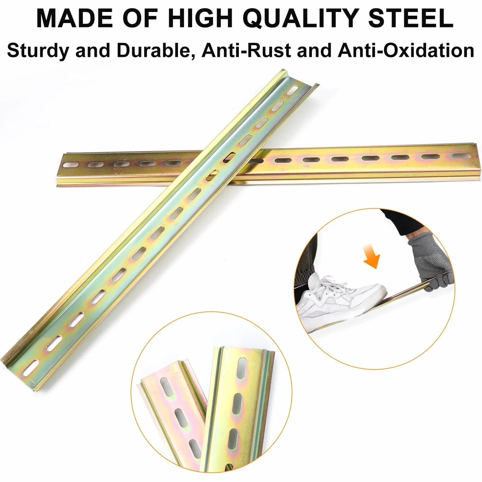 8 rieles DIN, rieles de acero de colores, riel de suspensión, ancho 29,5 cm, altura 7,5 mm, longitud de 3,5 cm para instalar aparatos eléctricos como disyuntores
