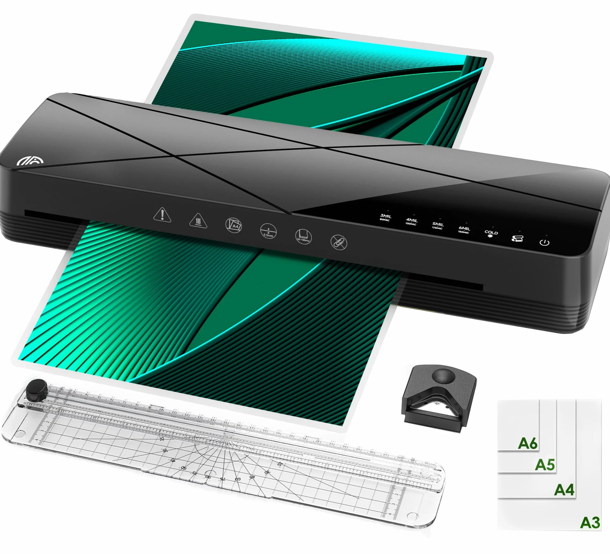 Máquina de Laminadora Plastificadora A3 A4 A5 A6 con 6 Modos y Apagado Automático Frío y Caliente