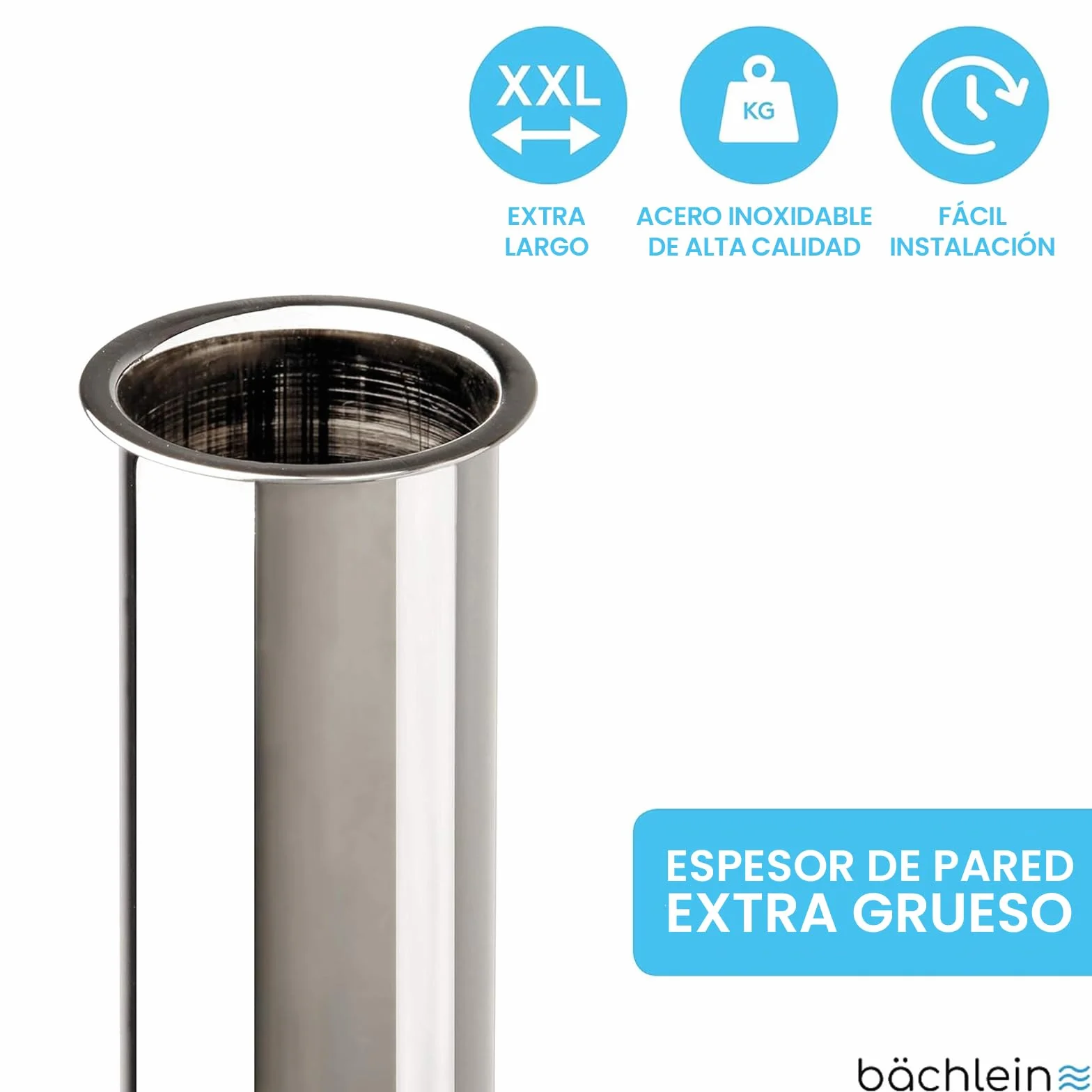 Bächlein Tubo de Inmersión para Sifón Universal 400 mm Cromado