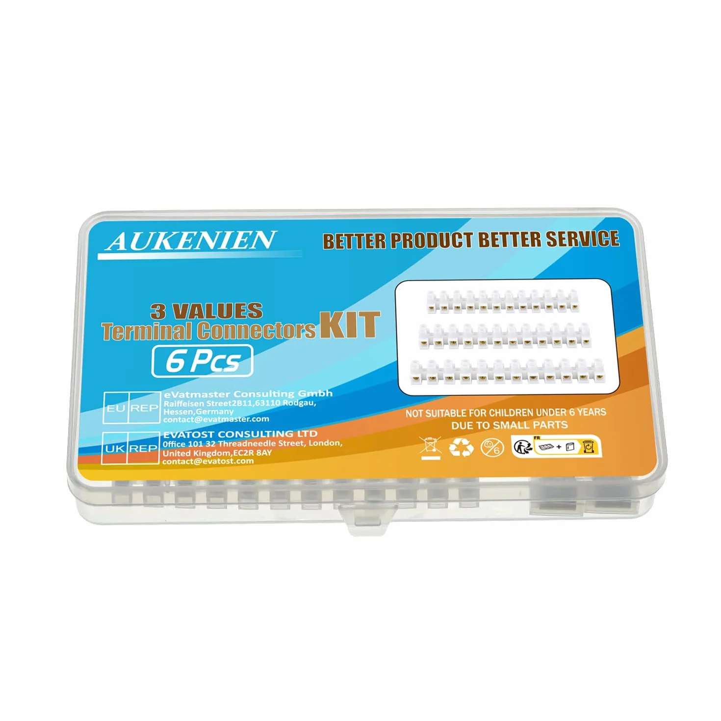 AUKENIEN Clemas Electricas 3 Valores 6 Piezas 3A 5A 10A Regletas Cables Electricos Conexion 3 5 10 Amp Doble Fila Bloques de Terminales