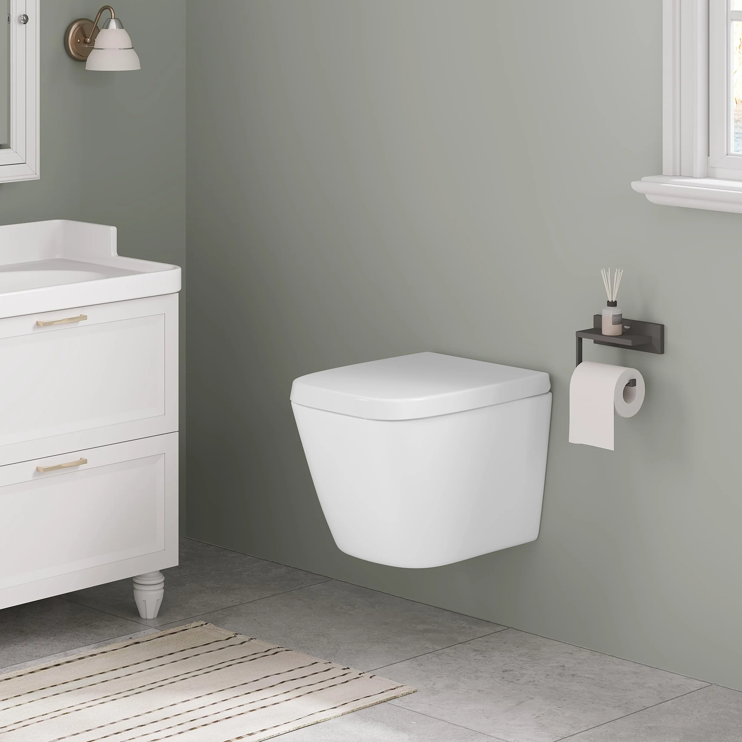 WOLTU WS2615-Asiento para Inodoro con Descenso automático, fijación rápida y duroplast, Cierre Suave, Revestimiento Duroplástico, Blanco, 45,5 x 36,7 x 5,4 cm