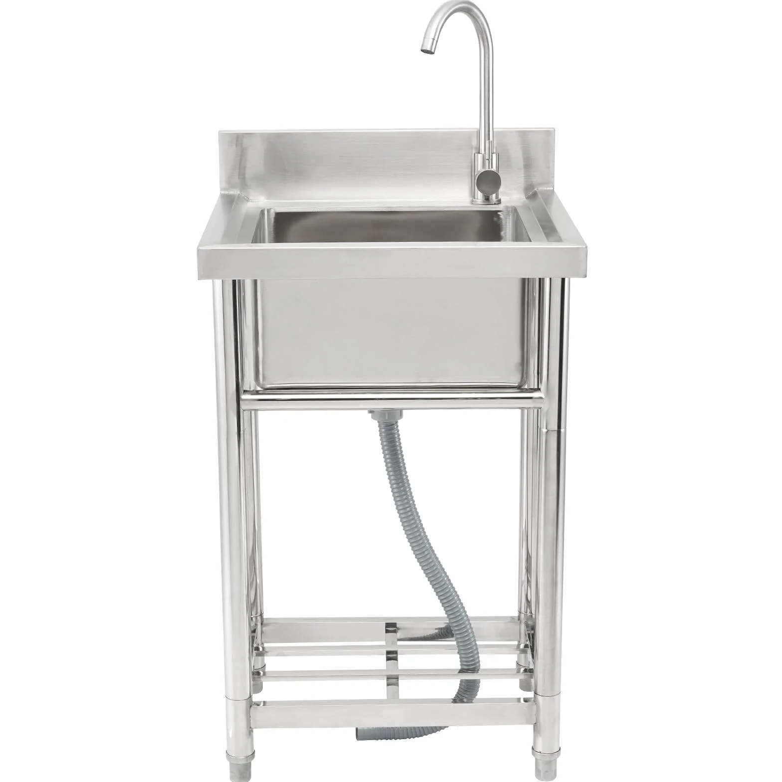 VEVOR Fregadero Utilitario de Acero Inoxidable, Fregadero Pequeño Independiente de 1 Compartimento que Incluye Grifo y Patas, Fregaderos Comerciales de un solo Tazón de 410 x 330 x 220 mm