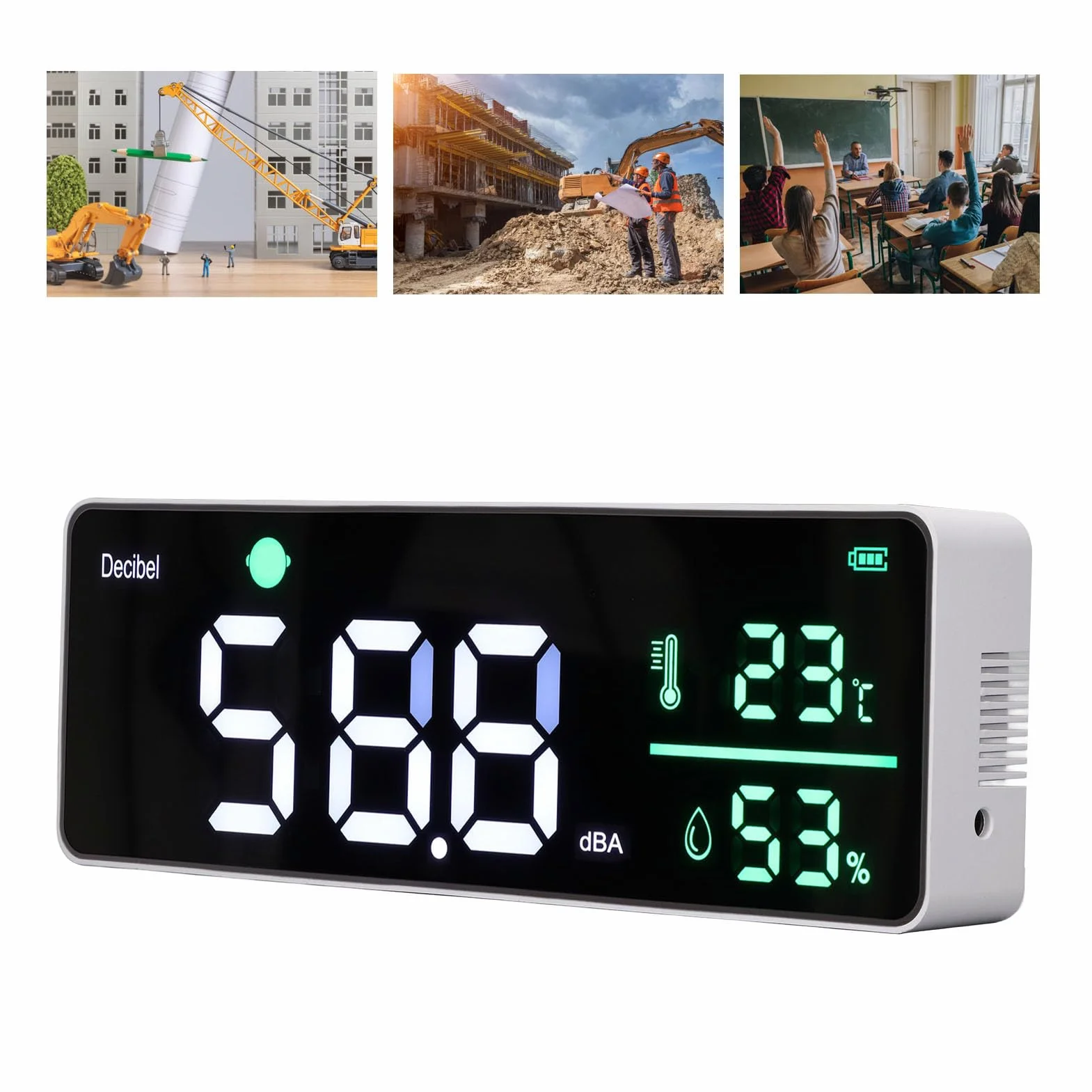 Medidor de Ruido Brillo Ajustable Multifunción Alarma de Pared Pantalla Clara Precisa con Cable USB