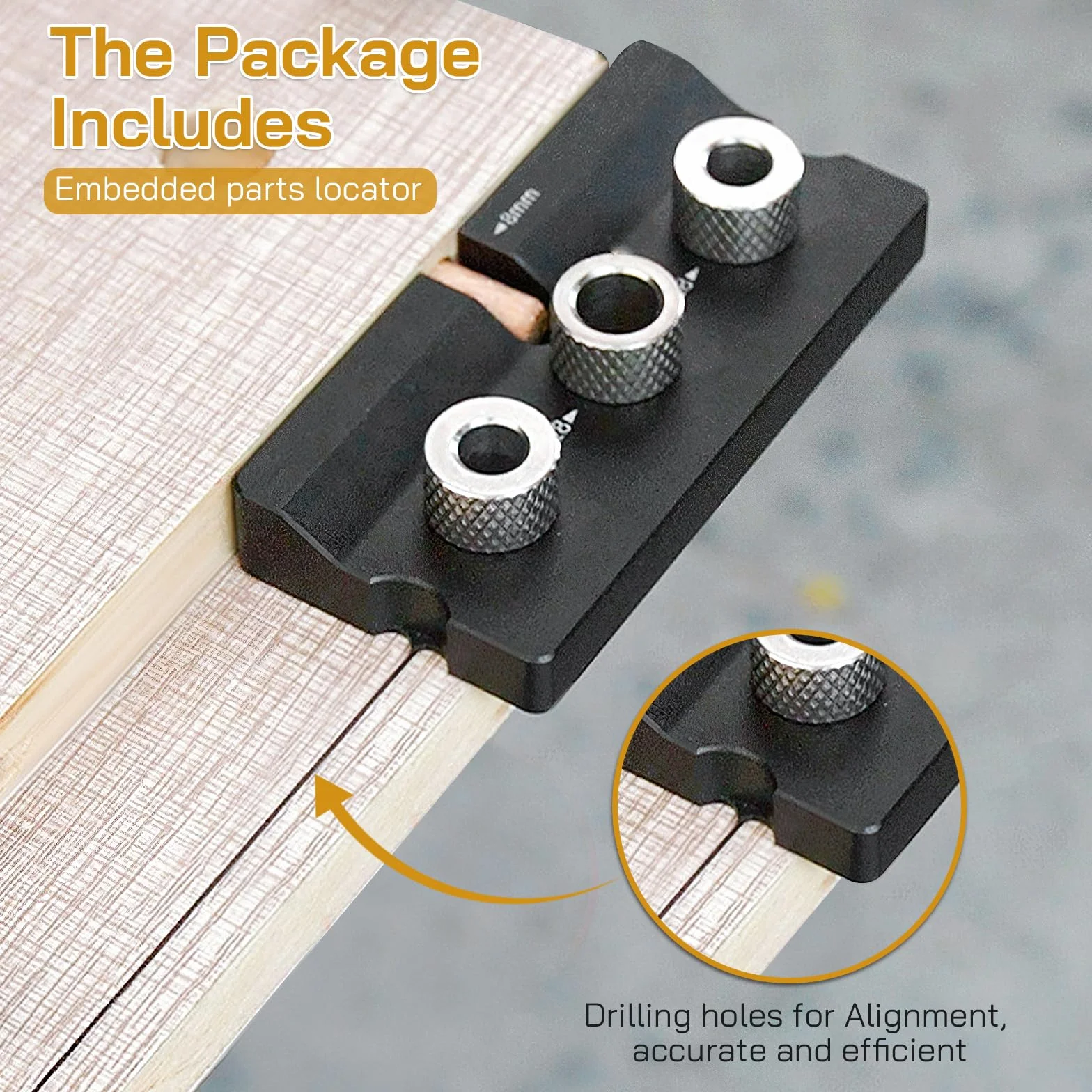 Kit de plantilla de clavija 3 en 1, guía de perforación ajustable 8/10/15 mm con clip de posicionamiento