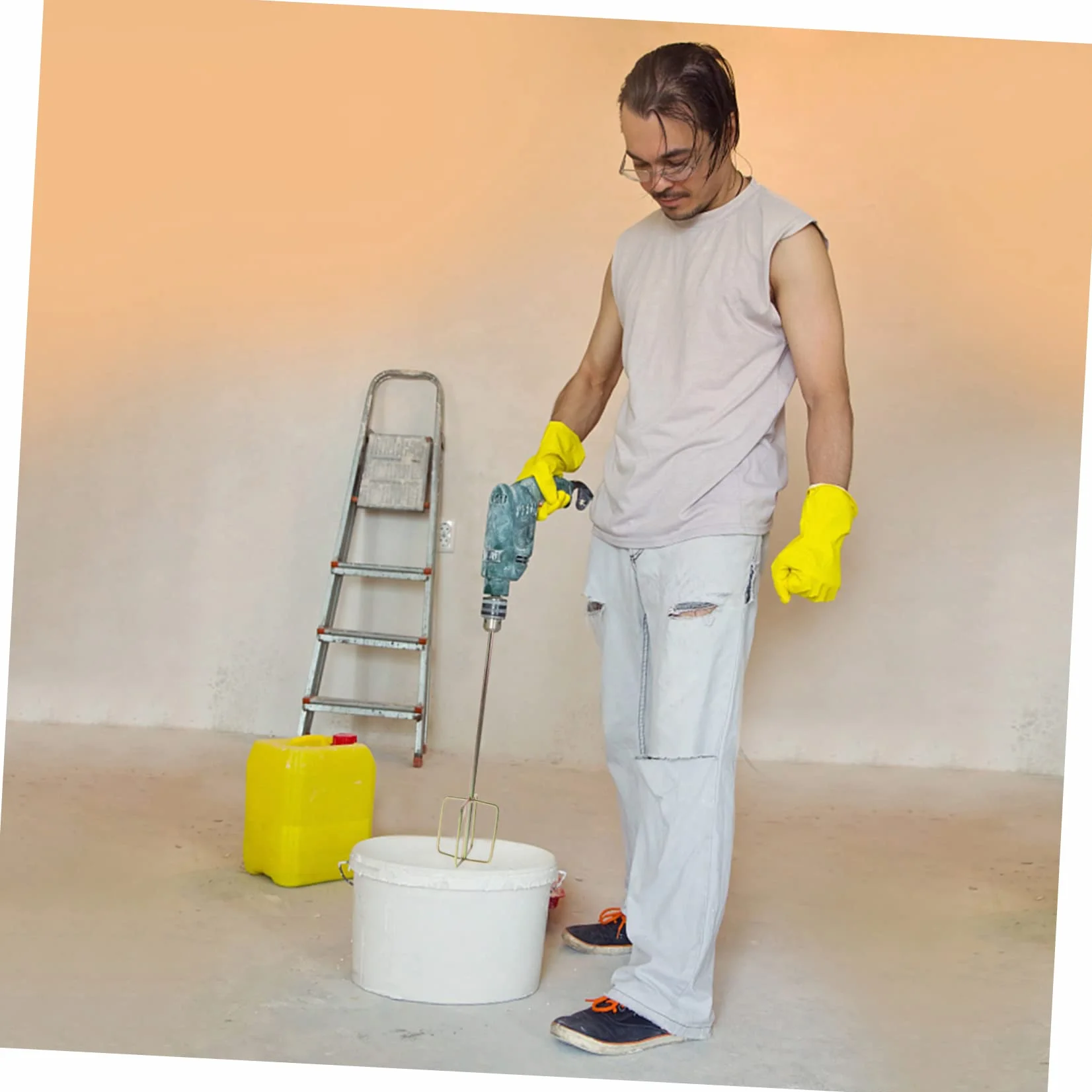 DOITOOL Varillas Mezcladoras De Cemento y Pintura Para Taladro Eléctrico, Accesorios Resistentes Oxidación, Barras Cuadradas De Alta Dureza Para Obra y Hogar, Pack 2 Unidades Reutilizables
