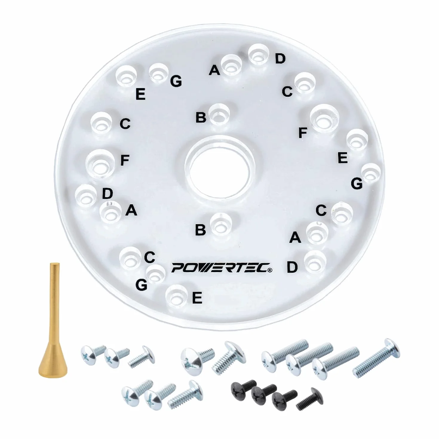 POWERTEC 71369 - Placa base universal para enrutador con pasador de centrado, 6-1/2 pulgadas de diámetro, 5/16 pulgadas de grosor, herramienta profesional de enrutador eléctrico