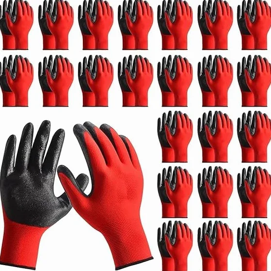 50 Pares Guantes de Trabajo,Guante Trabajo Hombre y Mujer,Guantes Recubrimiento de Naylon PU,Guantes Antideslizantes,Guantes Jardineria,Guantes para Industria Protección Mecánica e Industrial