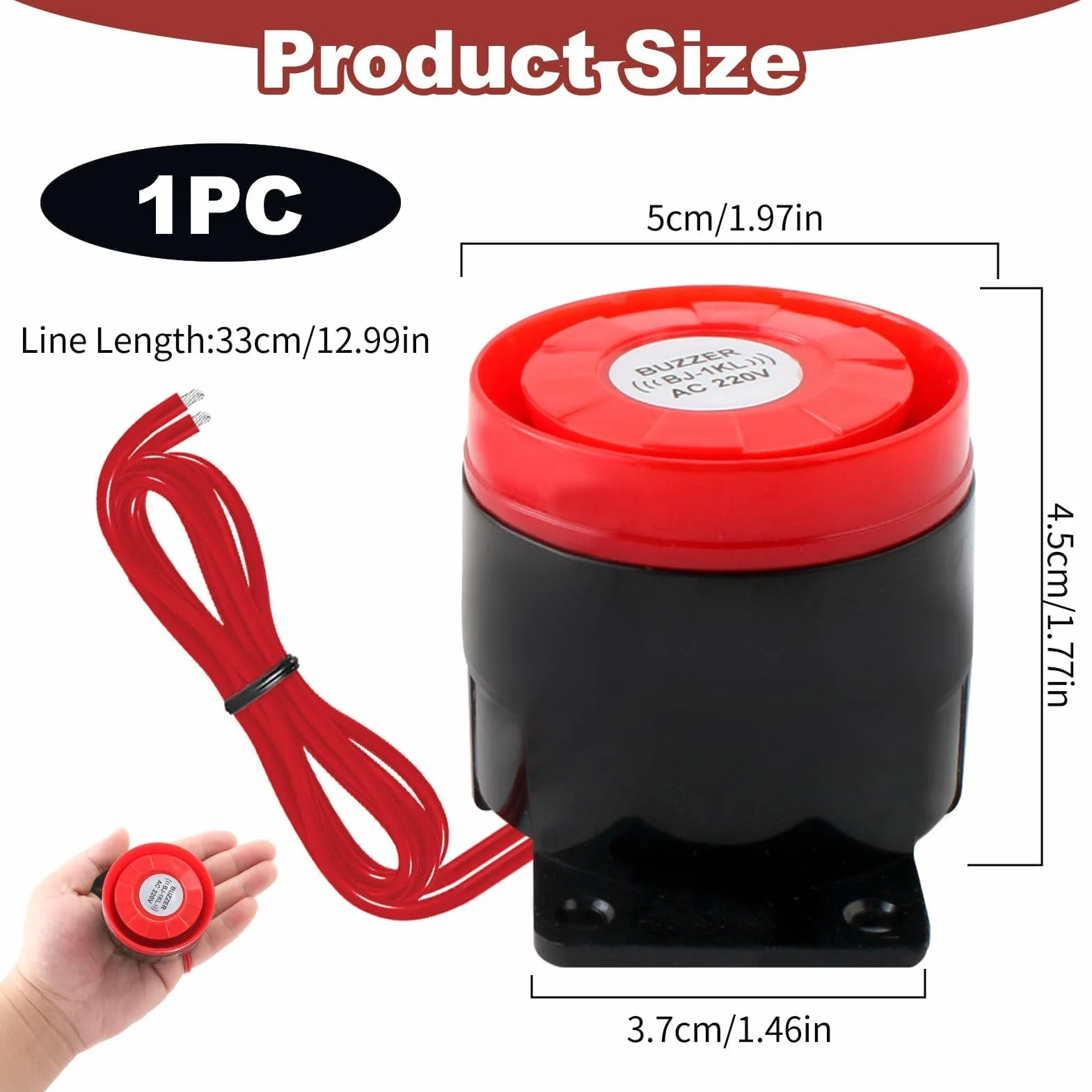 Sirena Alarma Exterior 220V 120dB, Sirena de Bocina Sistema Antirrobo de Alarma Impermeable con Alerta de Sonido y Luminosa, Intermitente Doméstica con Decibelios Altos Rojo Estroboscópico