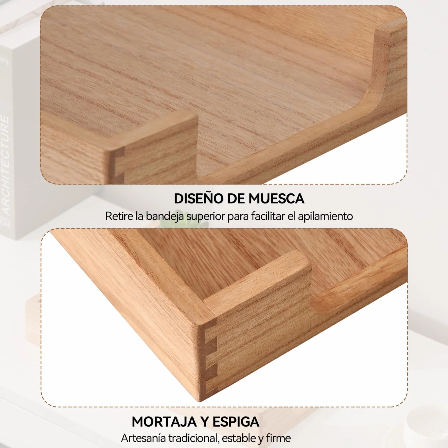 KIRIGEN bandeja de madera para cartas organizador de escritorio natural