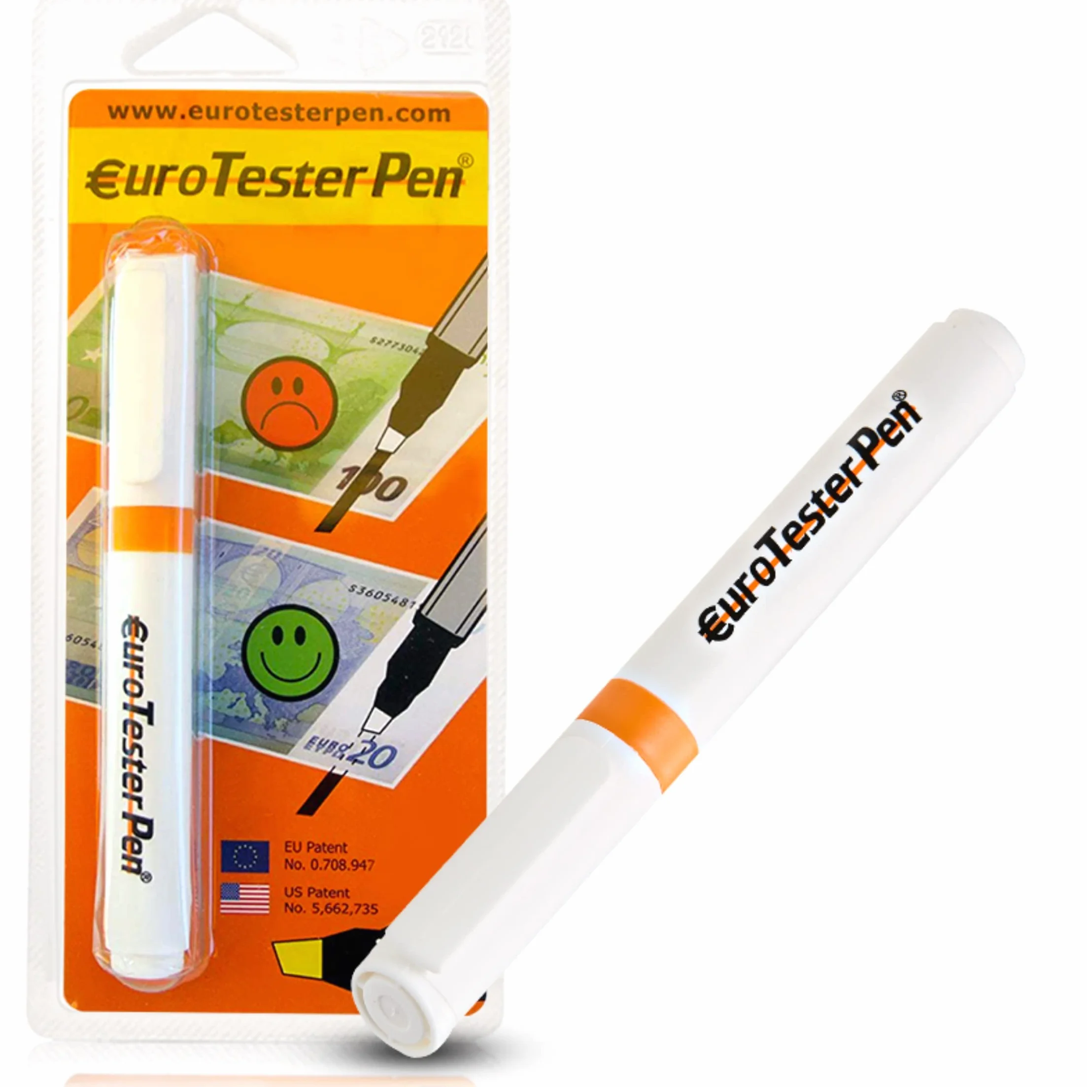 EURO TESTER PEN XL - Profesional Detector Billetes Falsos, Rotulador para Euro Dolar Libras y Monedas Internacionales, Original Made in Italy