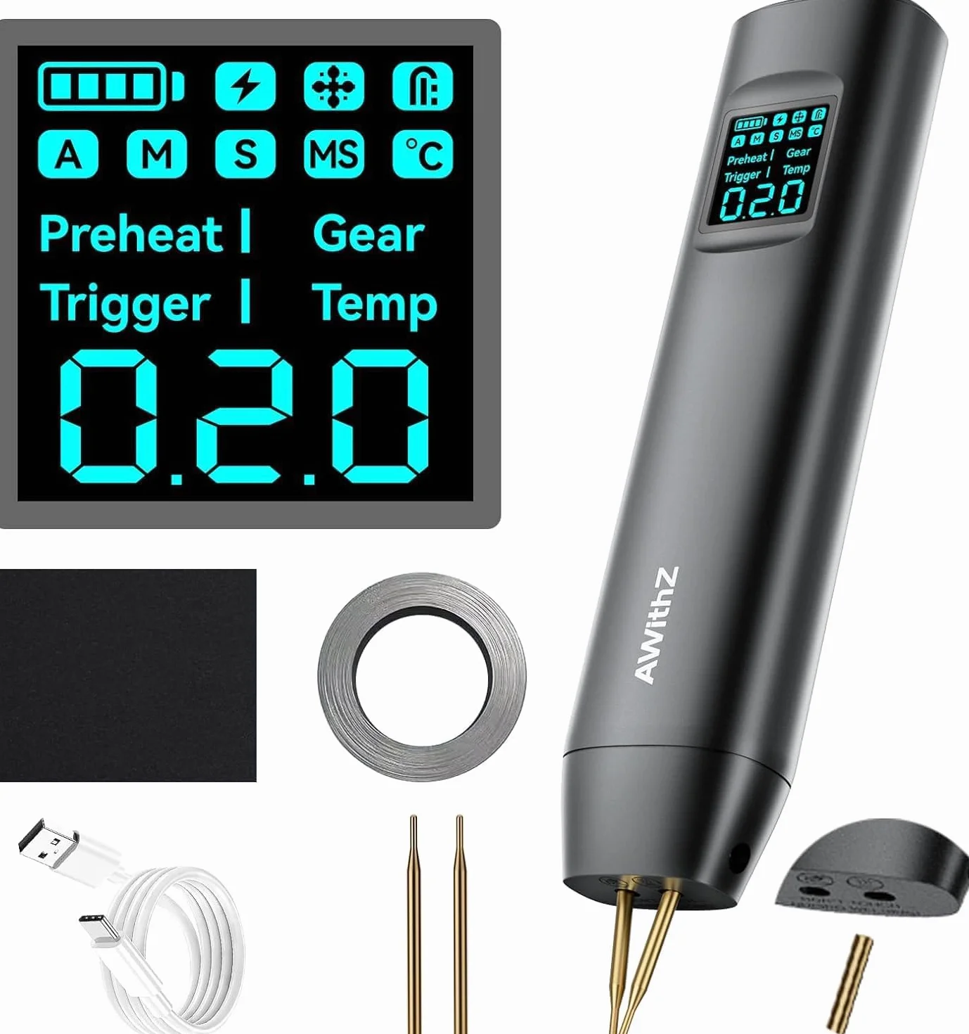 Soldadora por puntos para baterías, soldadora por puntos HD2, con aguja de repuesto, 99 niveles, pantalla LCD para bricolaje y fabricación de baterías