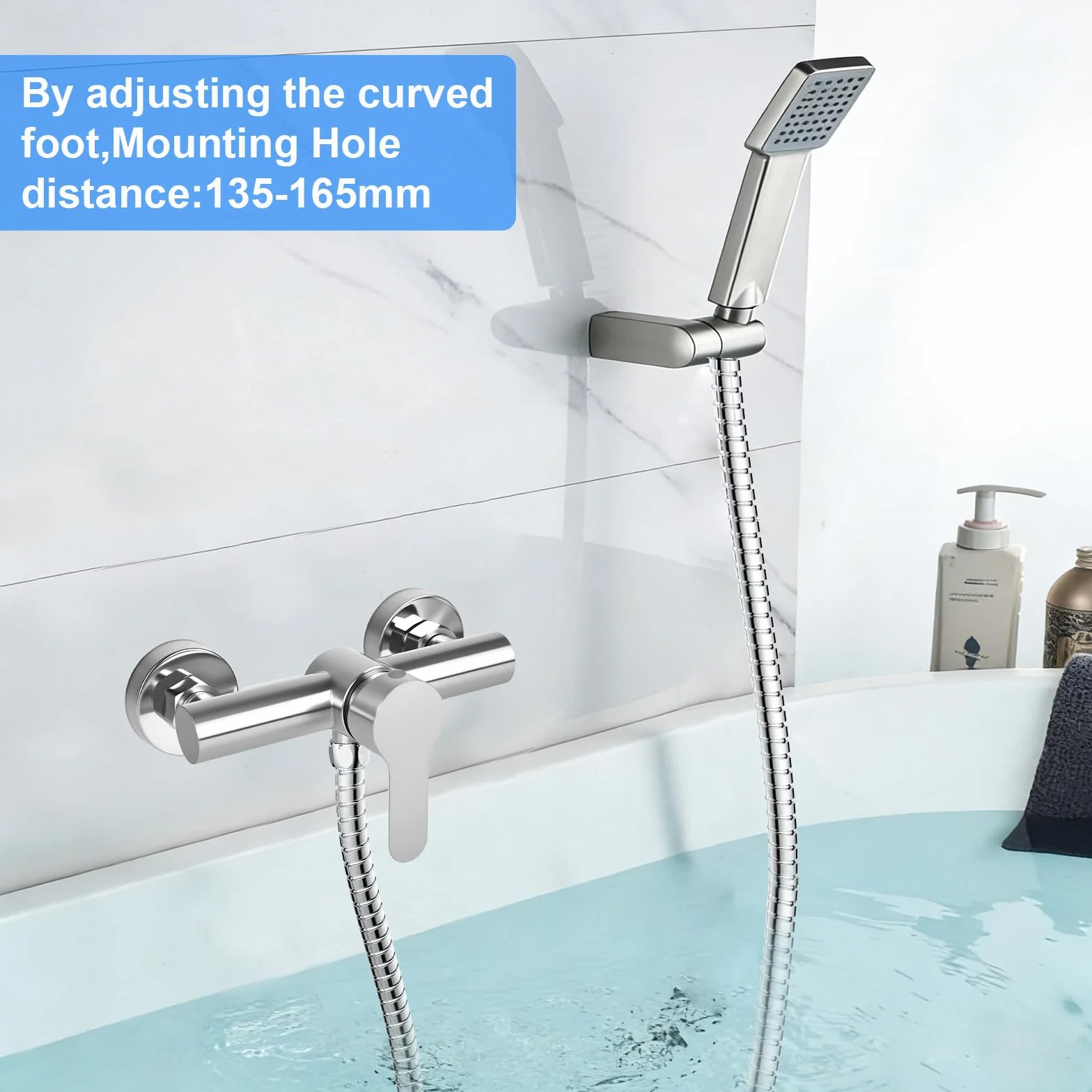 Grifo de ducha monomando, grifo de ducha para ducha, montaje en pared, grifo de ducha de pared para baño, grifo de bañera de acero inoxidable 304, G ½ salida de agua hacia abajo
