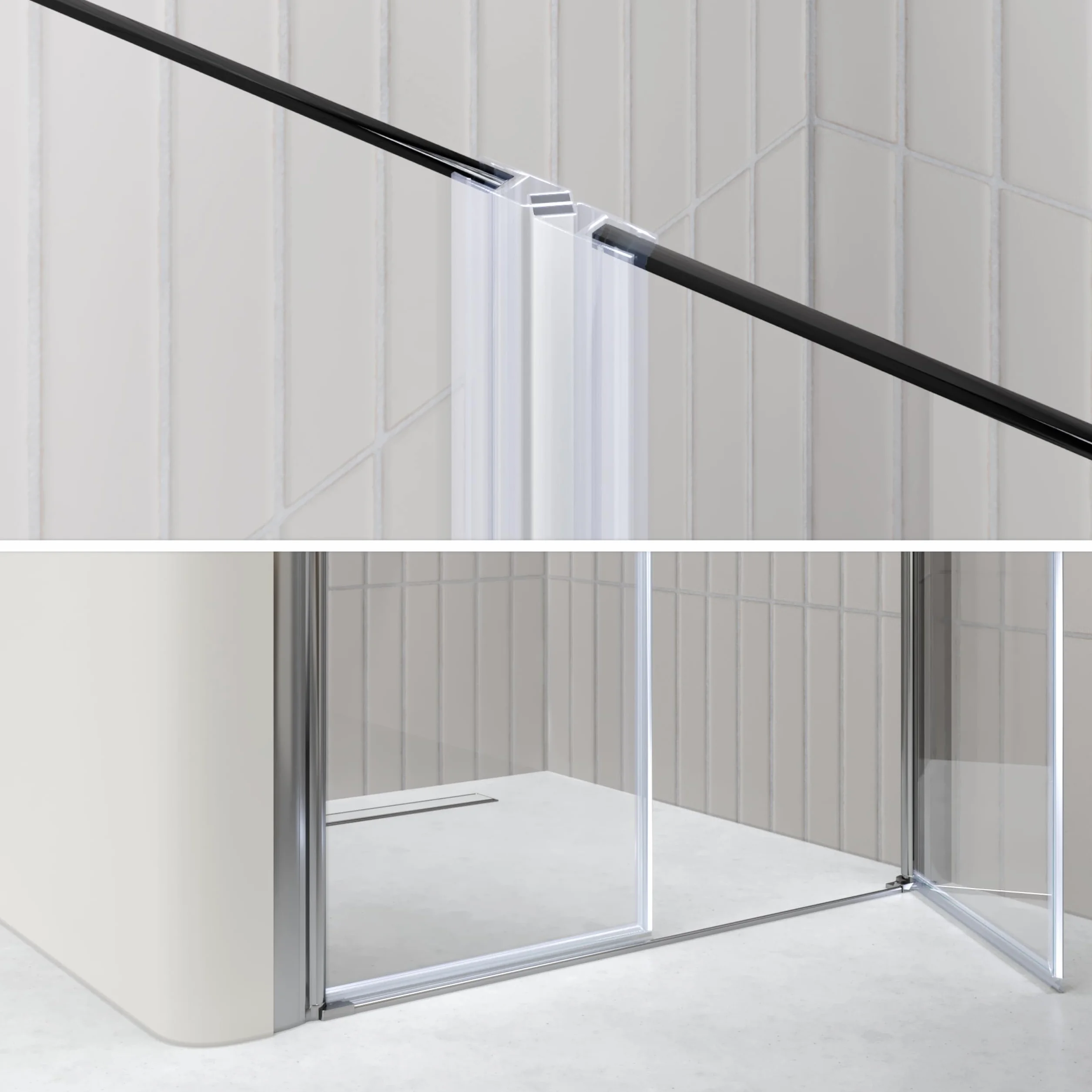 Mampara de ducha Lima, regulable de 116-120 cm, altura 185 cm, puerta doble abatible, cristal de seguridad templado transparente ESG 6MM, perfiles cromados #DTC